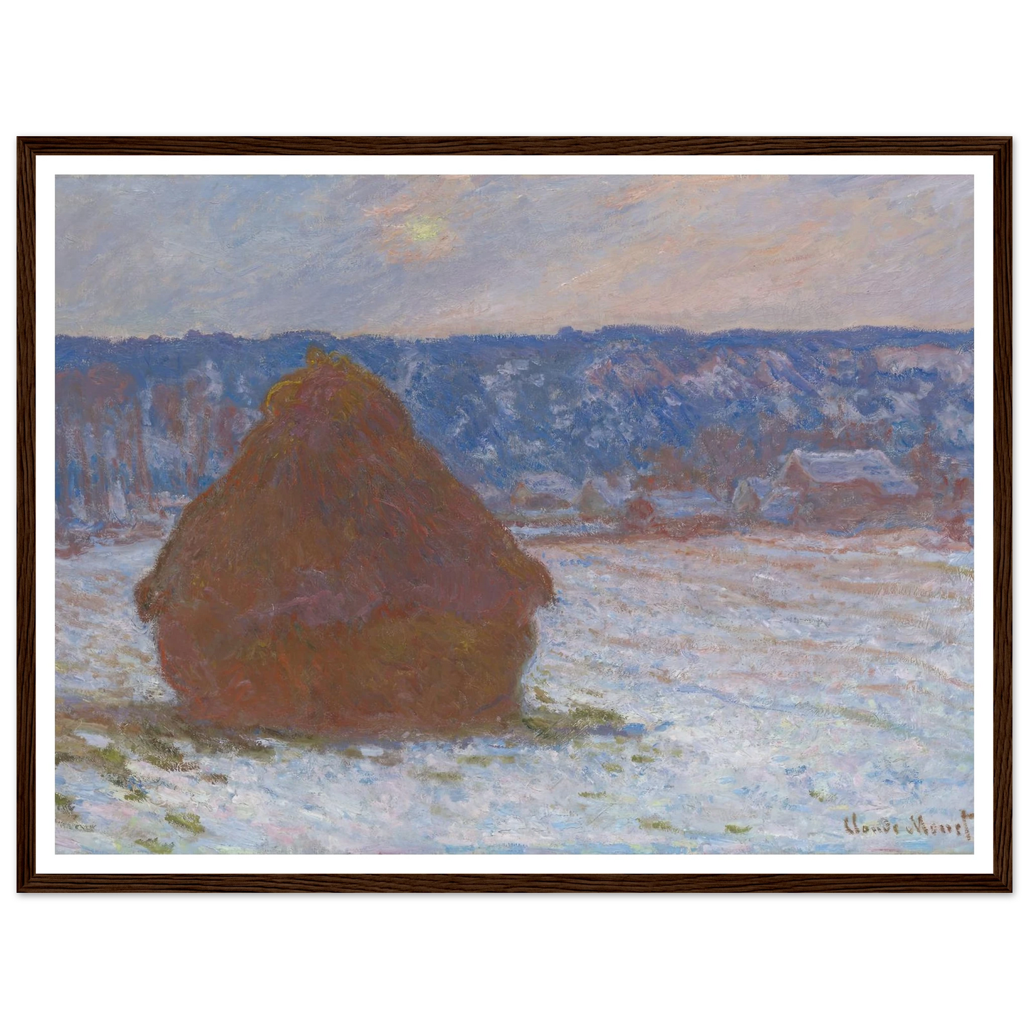 Stack of Wheat (Snow Effect, Overcast Day) (1890-91) Art Print | Claude Monet-Quipham Collections