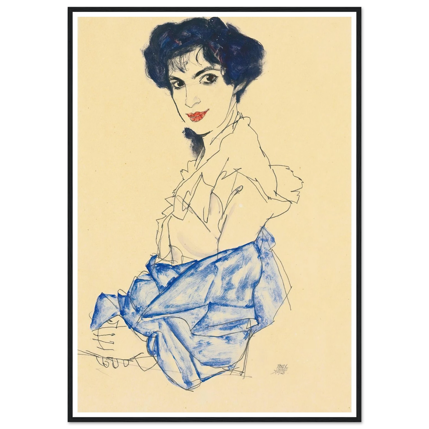Elisabeth Lederer, Seated With Hands Folded (1913) Art Print | Egon Schiele-Quipham Collections