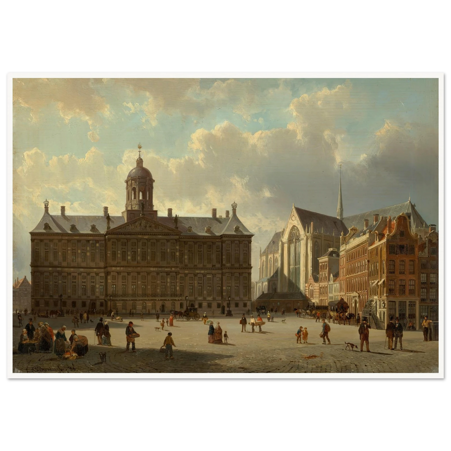 The Royal Palace and the Nieuwe Kerk on the Dam, Amsterdam (1855) Art Print | Cornelis Springer-Quipham Collections