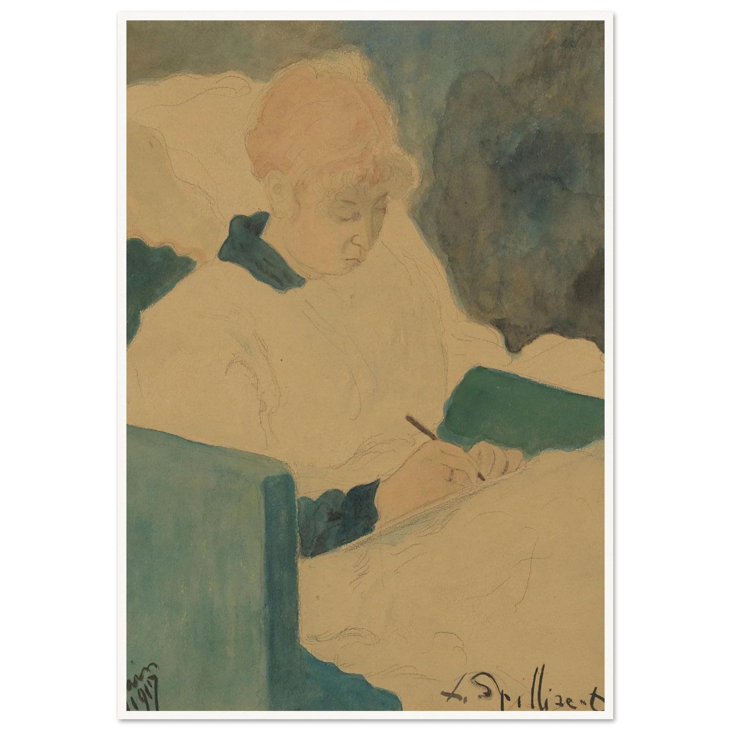 De briefschrijfster (1917) Art Print | Leon Spilliaert-Quipham Collections