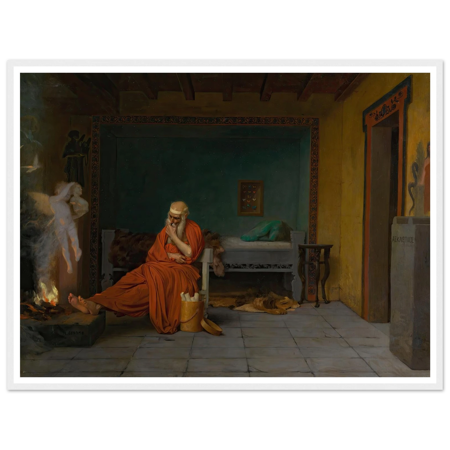 The Poet Dreams of Cupid by the Fire Art Print | Jean Leon Gerome-Quipham Collections