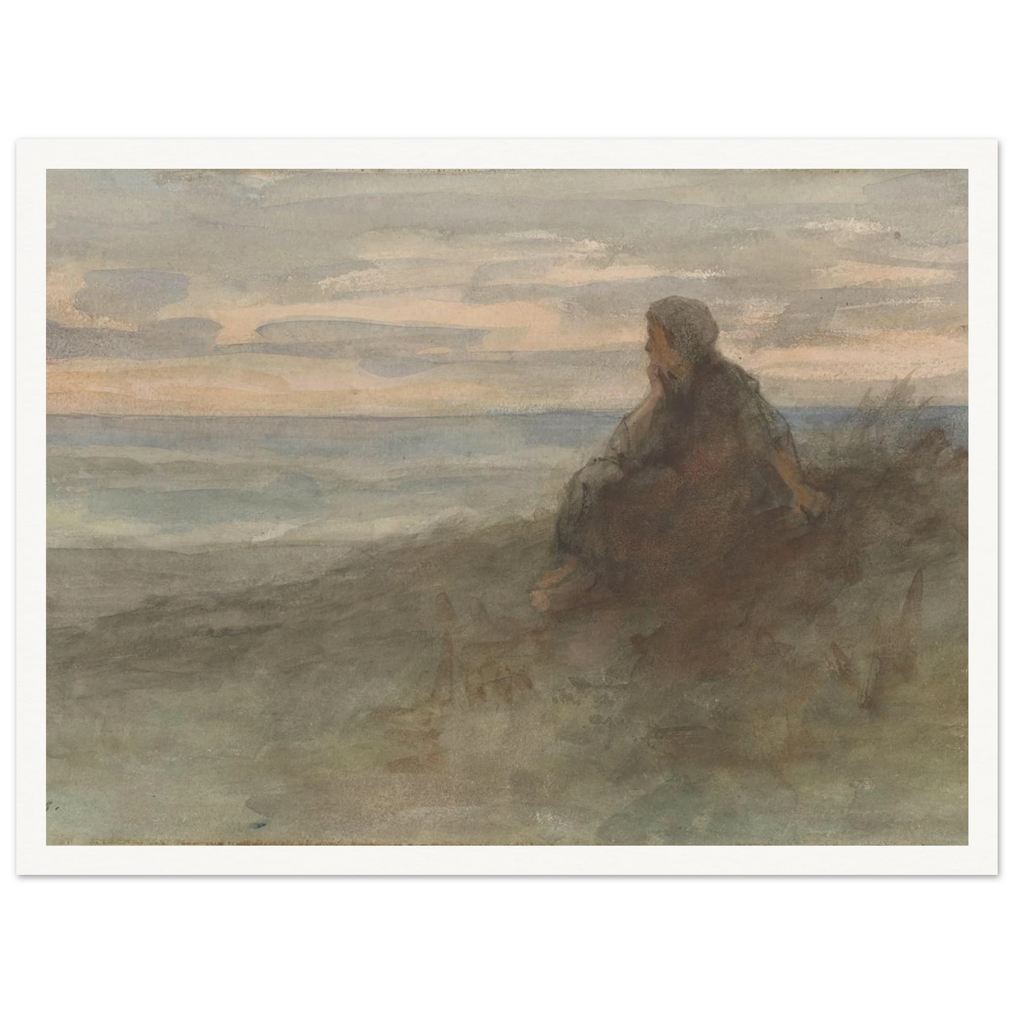 Zittende vrouw op een duin bij zee (c. 1834 - c. 1911) Art Print | Jozef Israels-Quipham Collections