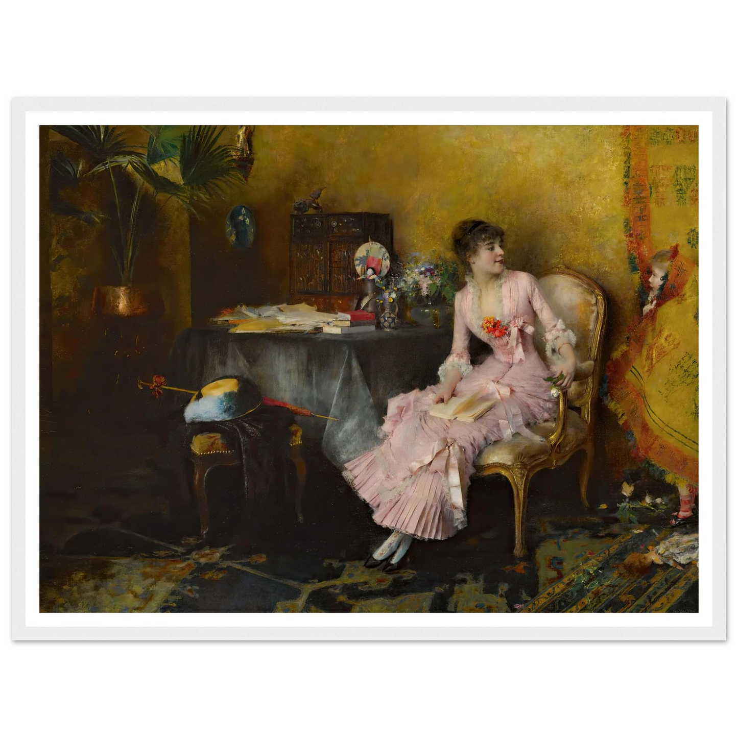 Jeune Femme En Rose Avec Son Enfant (1882) Art Print | Pascal Adolphe Jean Dagnan Bouveret-Quipham Collections