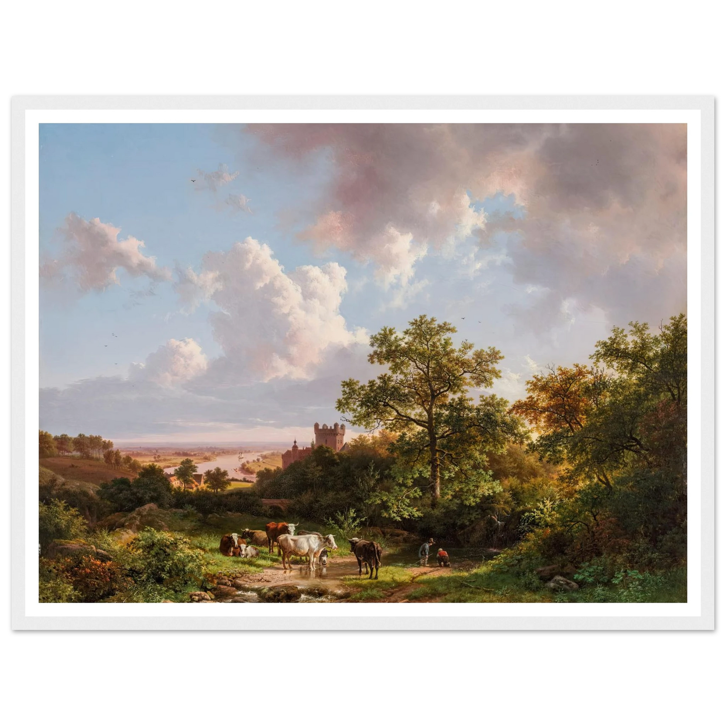 A panoramic landscape with a view on the Middle-Rhine with a castle (1841) Art Print | Barend Cornelis Koekkoek-Quipham Collections
