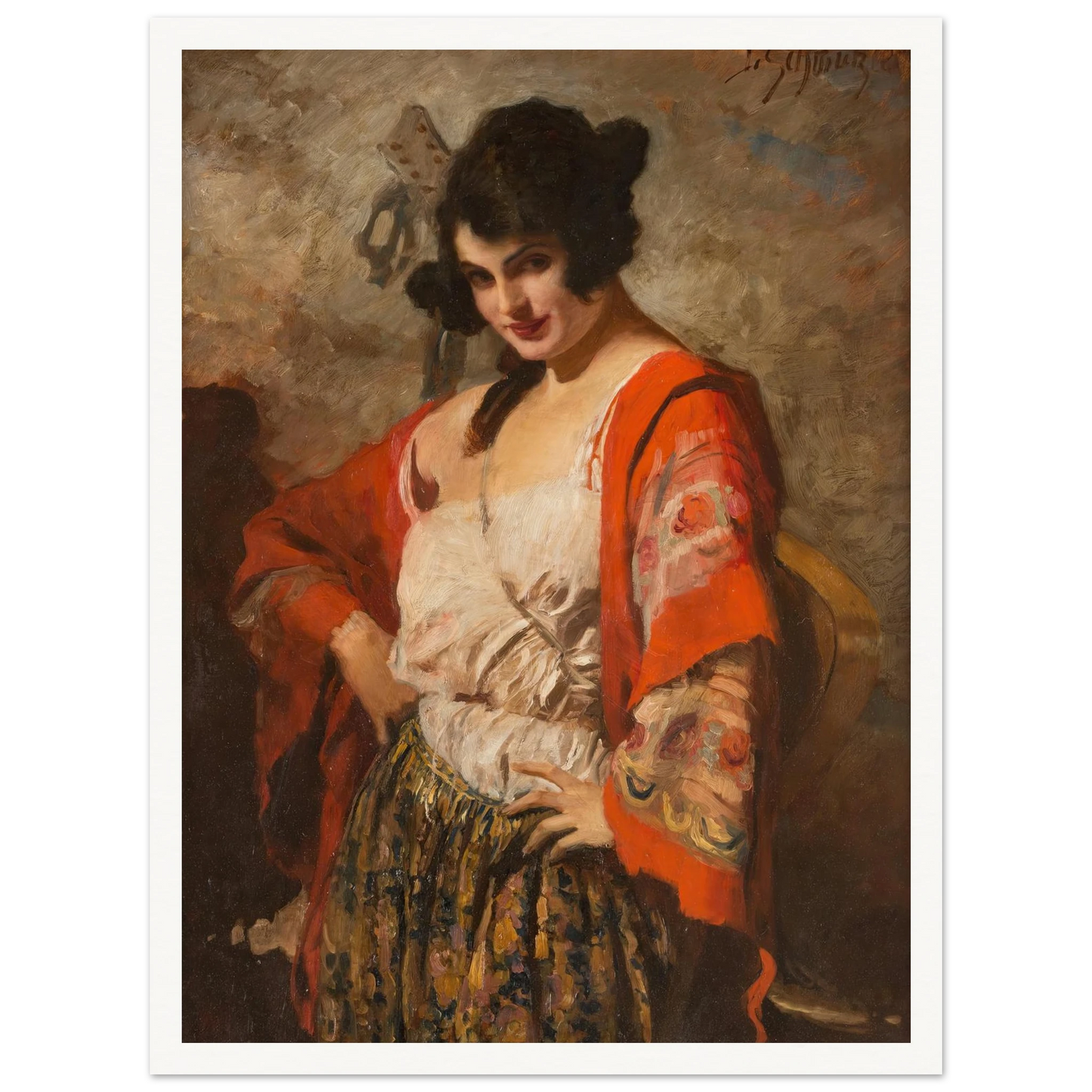 Spanish beauty with guitar Art Print | Leopold Schmutzler-Quipham Collections