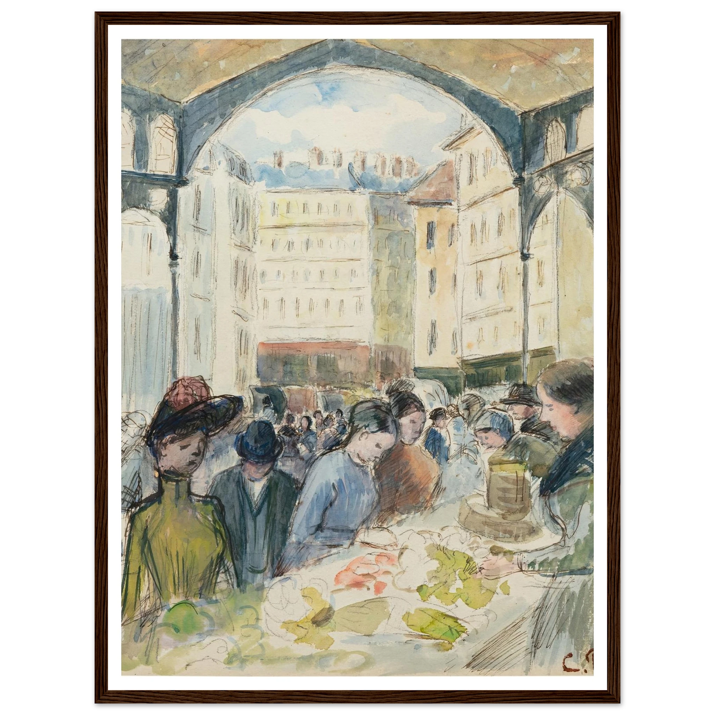 Les Halles centrales; le marché aux légumes Art Print | Camille Pissarro-Quipham Collections