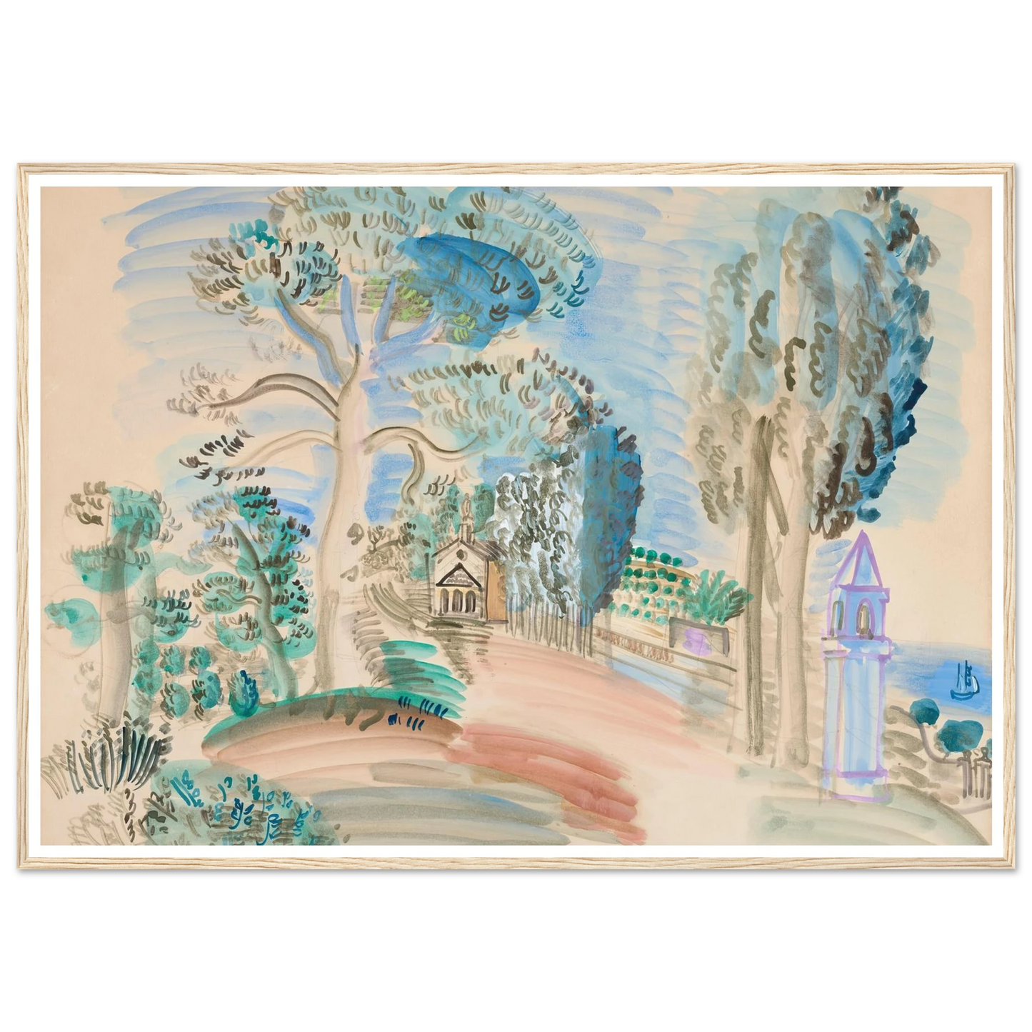 La Chapelle à Golfe Juan (circa 1923) Art Print | Raoul Dufy-Quipham Collections