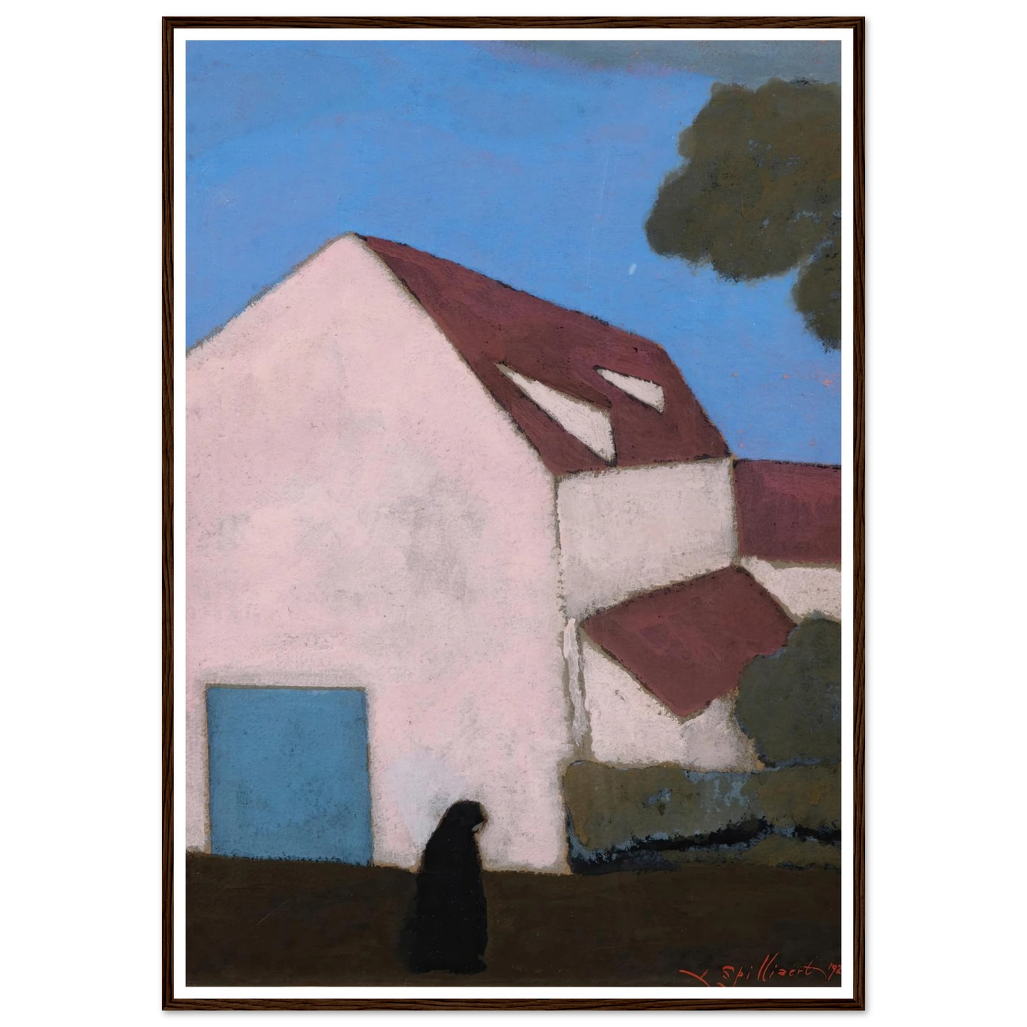 Ferme à la façade rose, silhouette de femme (1921) Art Print | Leon Spilliaert-Quipham Collections