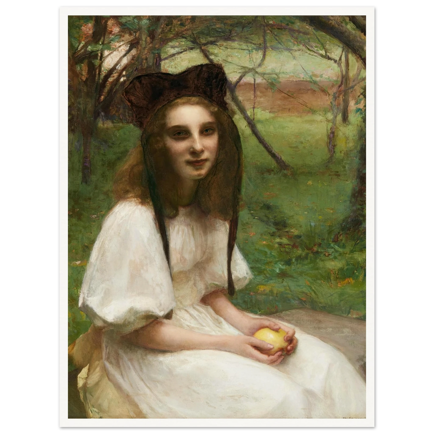 A portrait of a girl in a white dress Art Print | Pascal Adolphe Jean Dagnan Bouveret-Quipham Collections