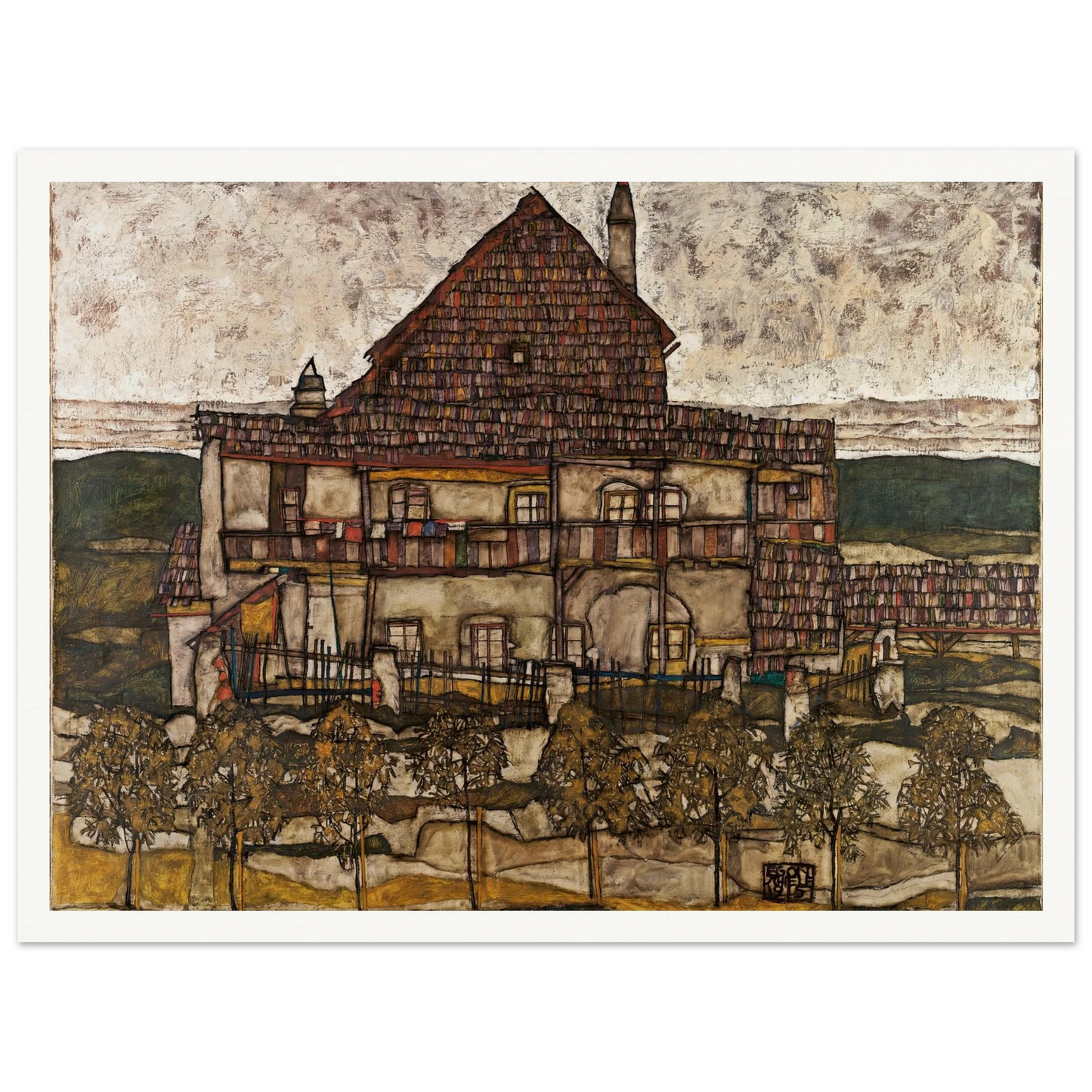 House with Shingle Roof (Old House II) (1915) Art Print | Egon Schiele-Quipham Collections