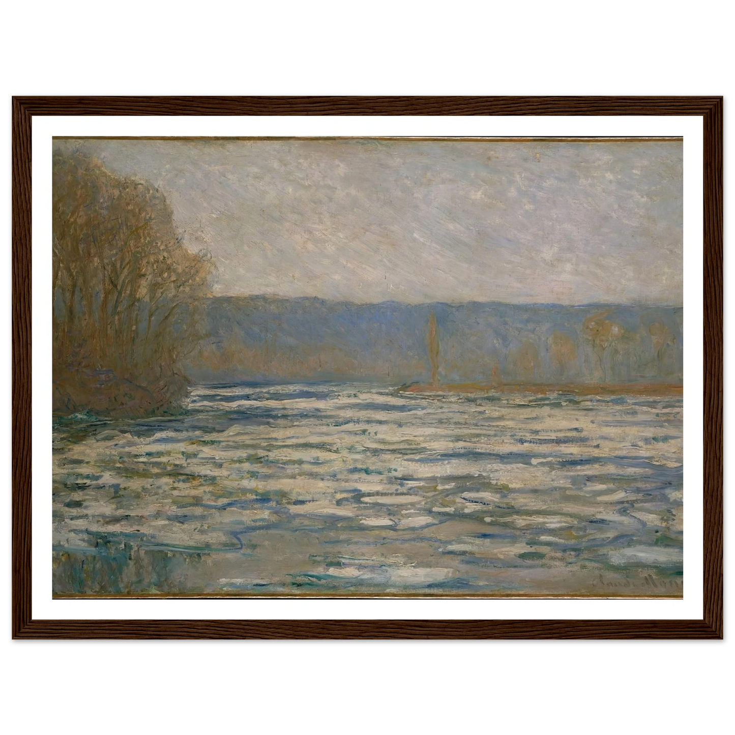 Ice breaking up on the Seine near Bennecourt (1893) Art Print | Claude Monet-Quipham Collections
