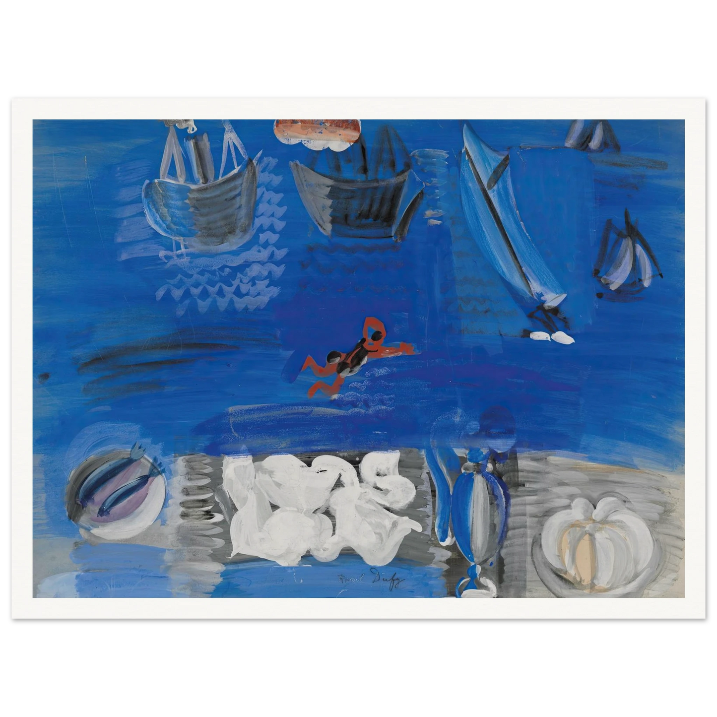 Nature morte et bateaux (circa 1923) Art Print | Raoul Dufy-Quipham Collections