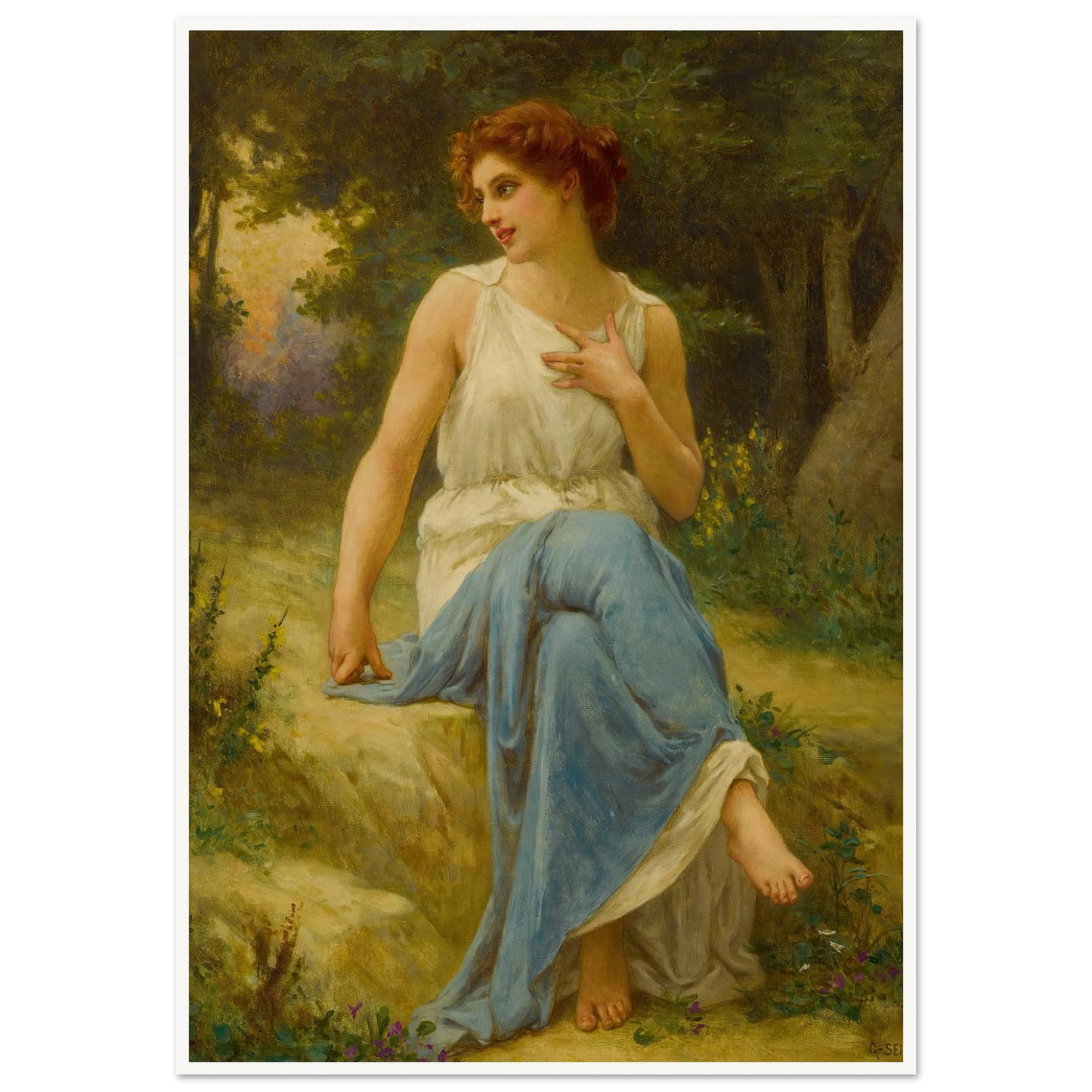 Portrait Of A Seated Woman Art Print | Guillaume Seignac-Quipham Collections