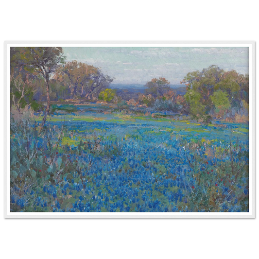 A field of Blue Bonnets, late afternoon sunlight (1919-1920) Art Print | Julian Onderdonk-Quipham Collections