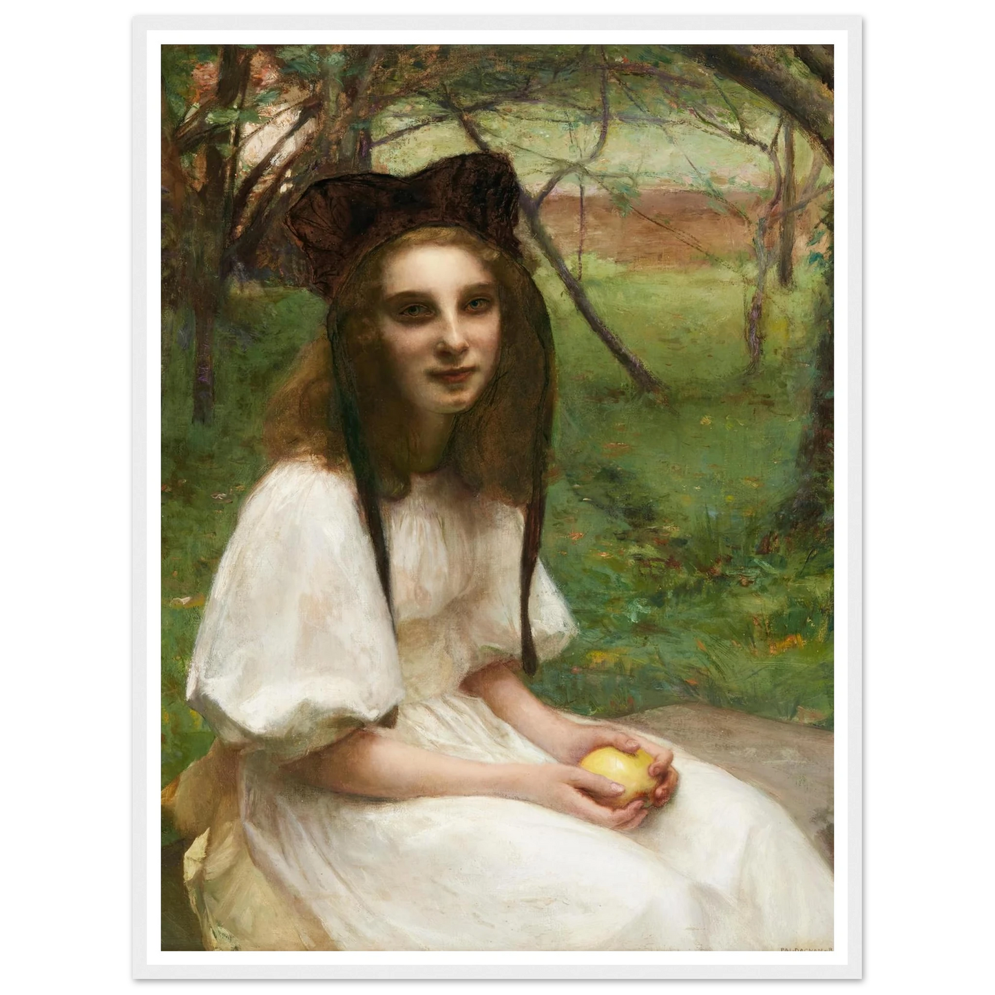 A portrait of a girl in a white dress Art Print | Pascal Adolphe Jean Dagnan Bouveret-Quipham Collections