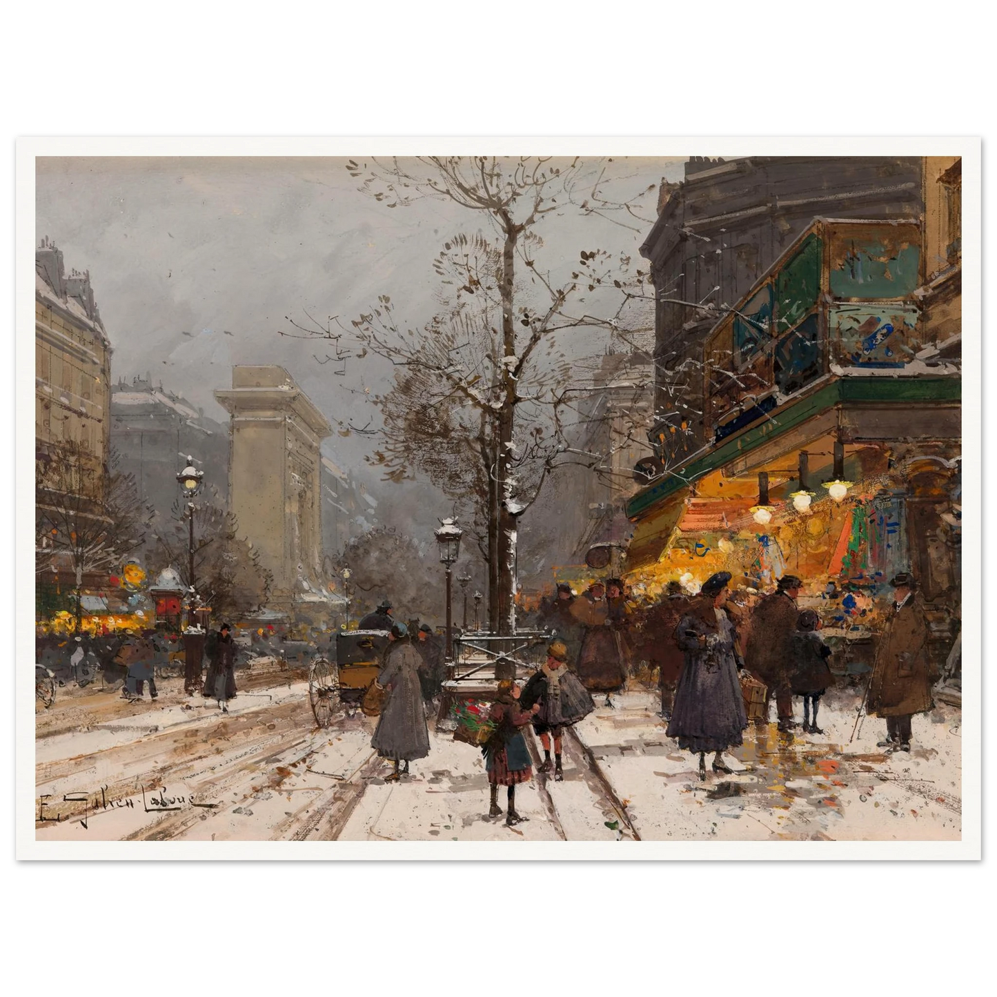 Boulevard Bonne – Nouvelle sous la neige Art Print | Eugene Galien Laloue-Quipham Collections