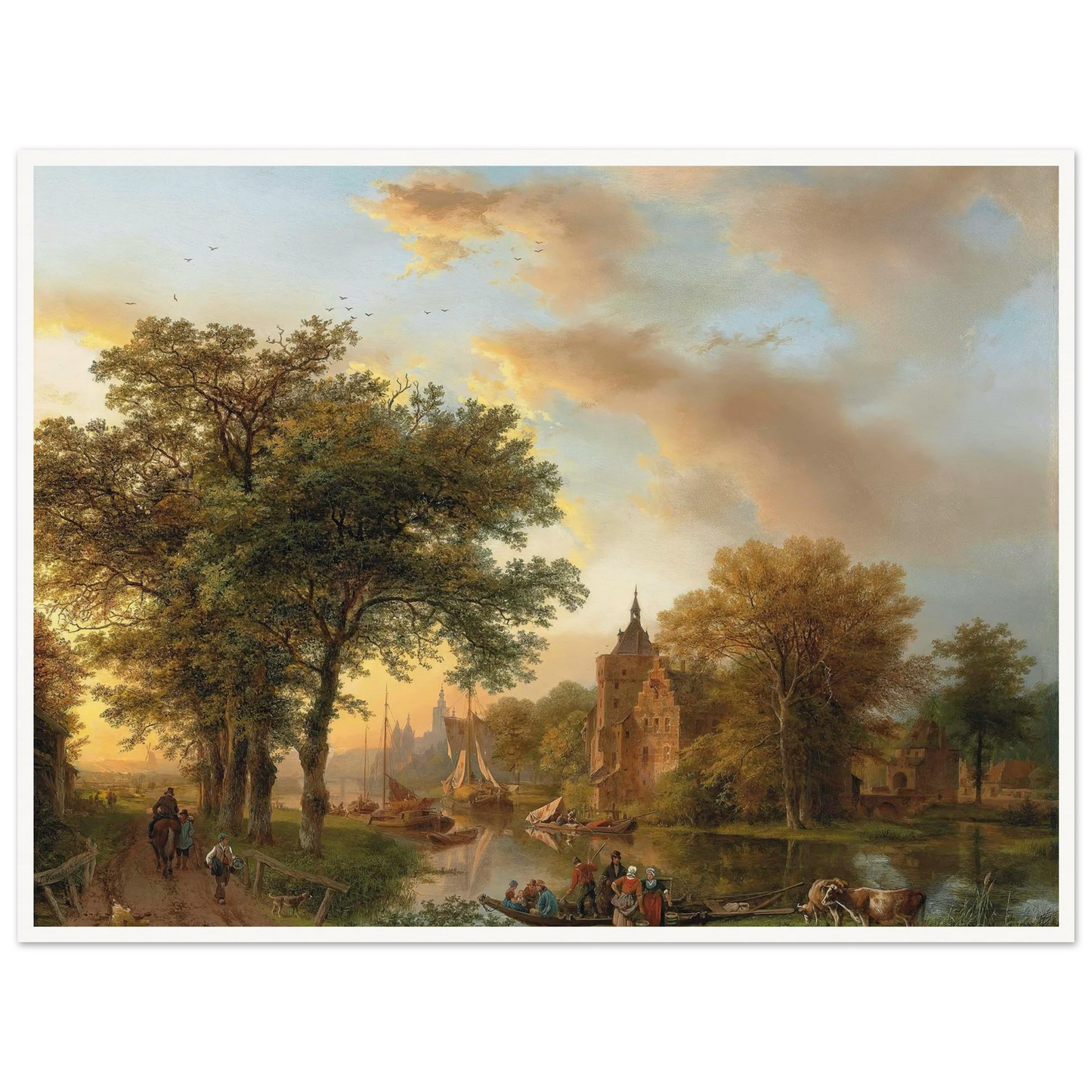 A River Landscape in Holland at Sunset (1852) Art Print | Barend Cornelis Koekkoek-Quipham Collections
