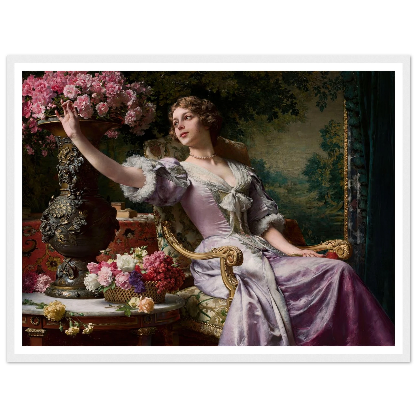 Lady in a lilac dress with flowers (1903) Art Print | Wladyslaw Czachorski-Quipham Collections