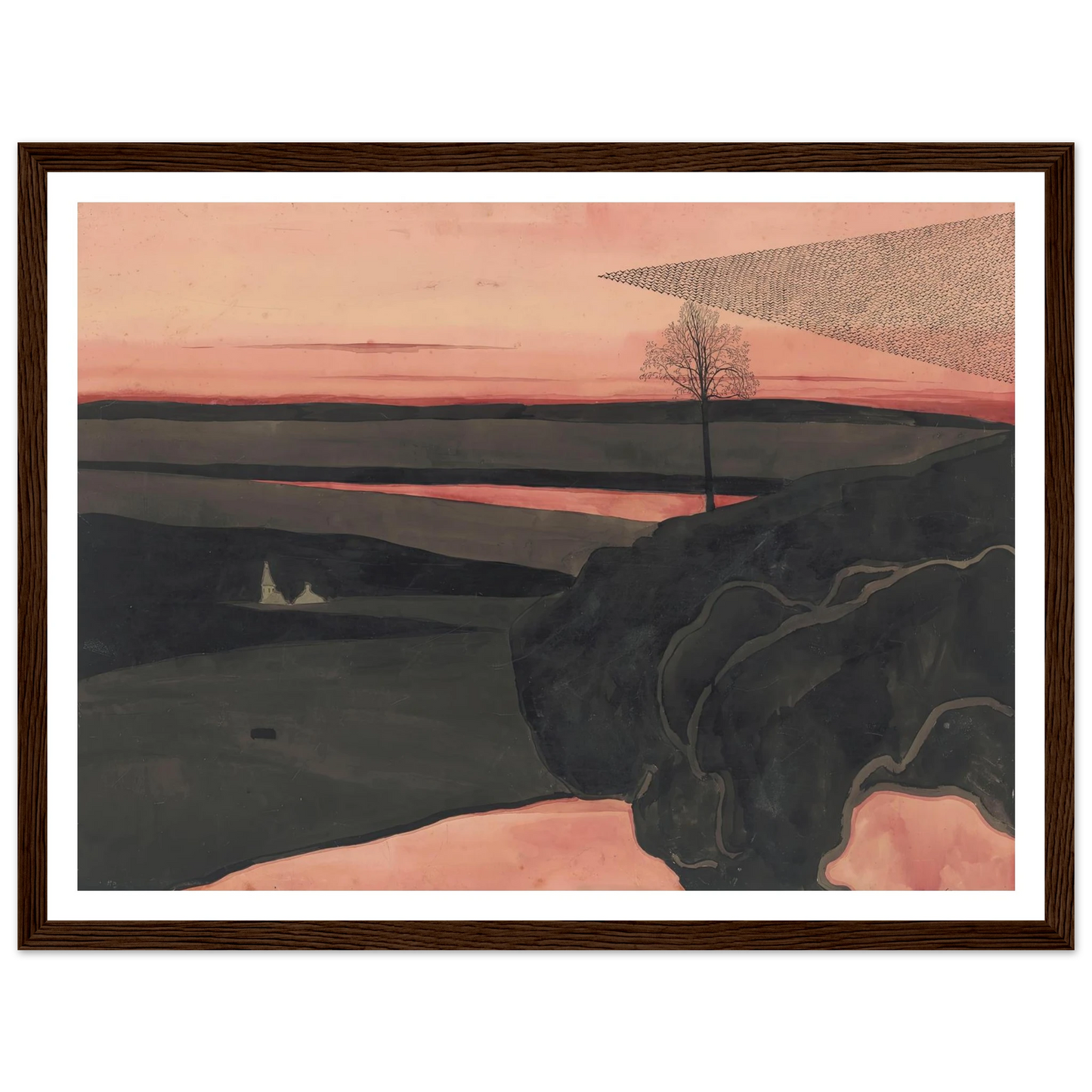 Landscape under a Red Evening Glow with Migratory Birds (1919) Art Print | Leon Spilliaert-Quipham Collections
