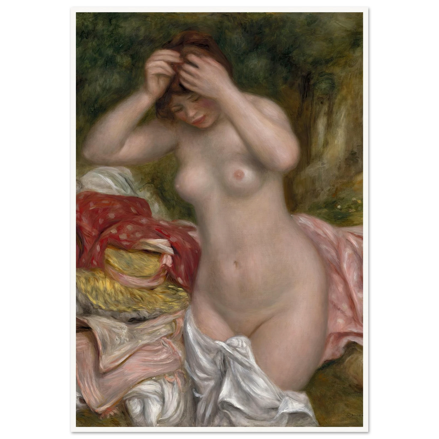 Bather Arranging Her Hair (1893) Art Print | Pierre Auguste Renoir-Quipham Collections
