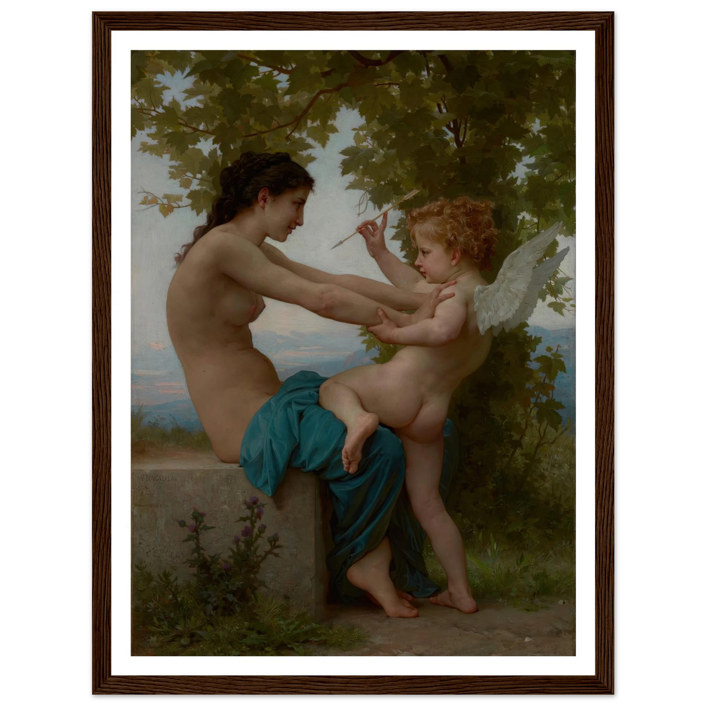 A Young Girl Defending Herself against Eros (about 1880) Art Print | William Bouguereau-Quipham Collections
