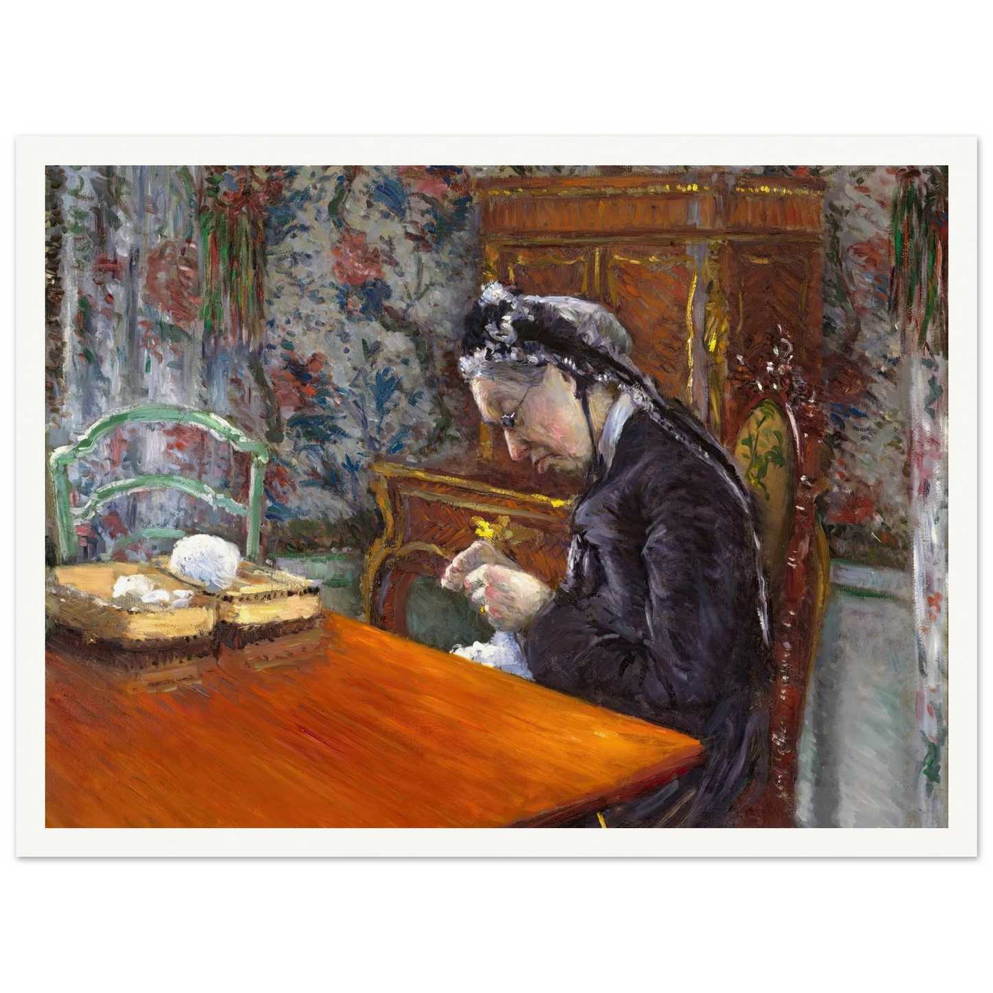 Mademoiselle Boissière Knitting (1877) Art Print | Gustave Caillebotte-Quipham Collections