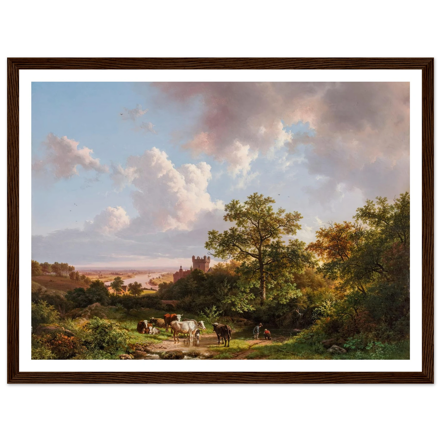 A panoramic landscape with a view on the Middle-Rhine with a castle (1841) Art Print | Barend Cornelis Koekkoek-Quipham Collections
