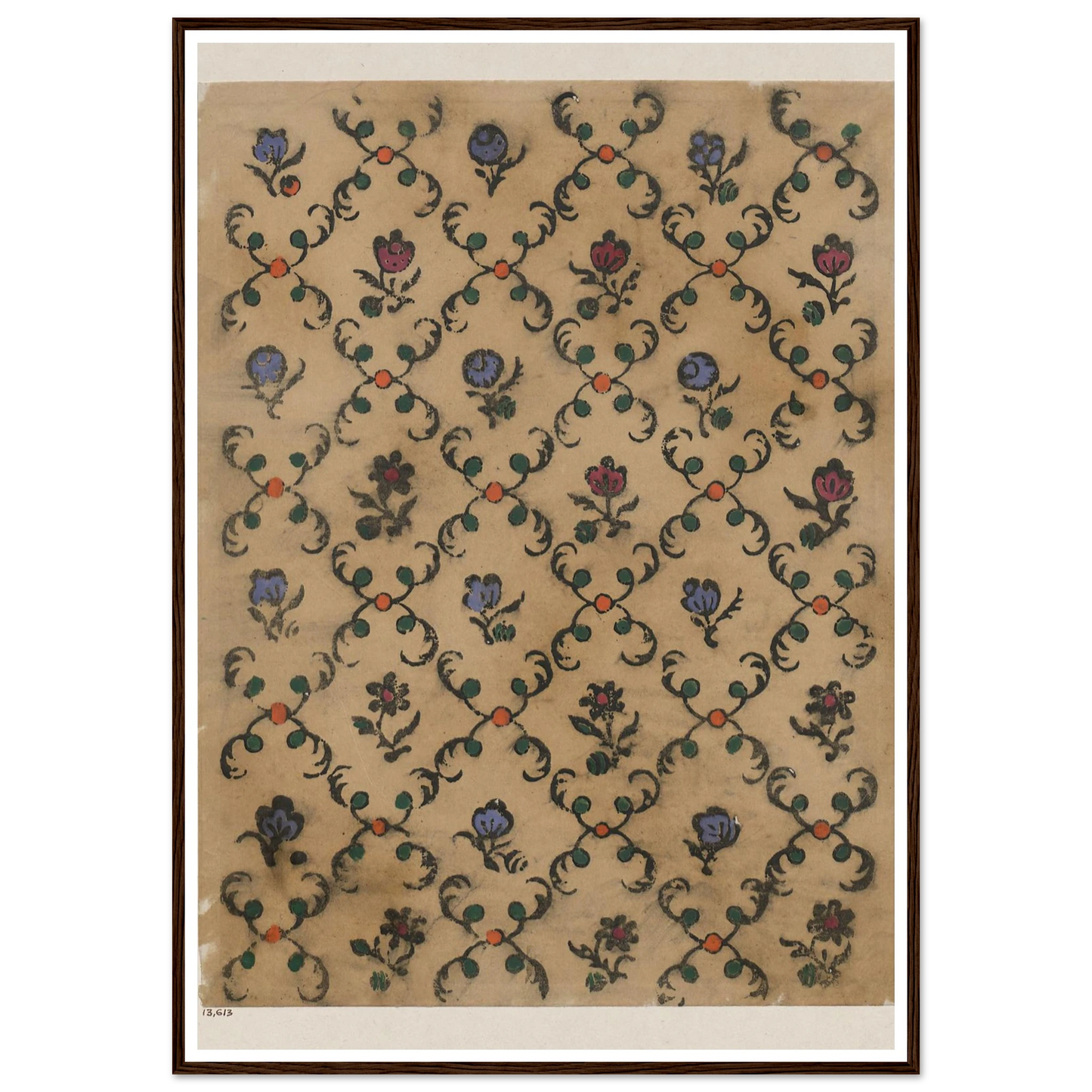 Handkolorierter Holzschnitt (Rautendekor) (1900 - 1913) Art Print | Maria von Uchatius-Quipham Collections