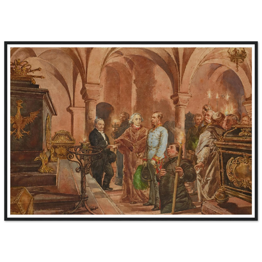 The Emperor in Front of the Sarcophagus of John III Sobieski in Saint Leonard’s Crypt under the Wawel Cathedral (1881) Art Print | Jan Matejko-Quipham Collections
