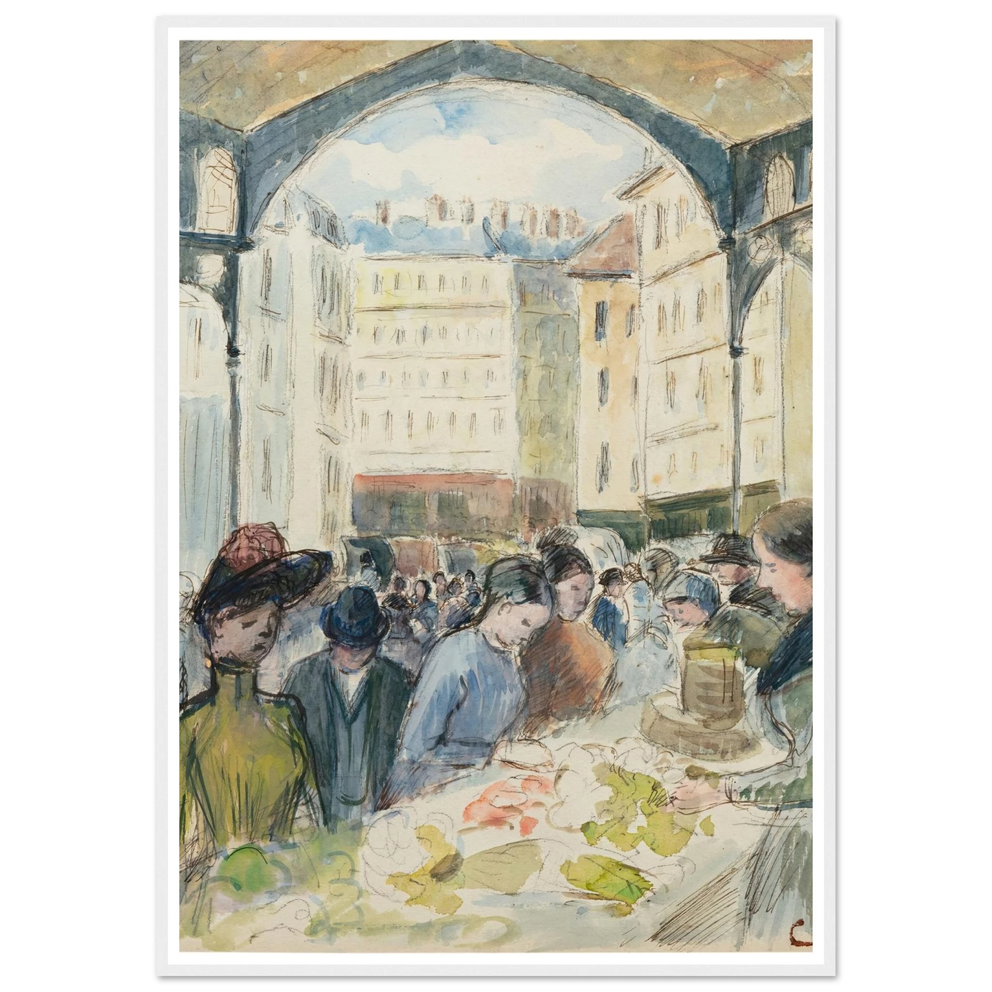 Les Halles centrales; le marché aux légumes Art Print | Camille Pissarro-Quipham Collections