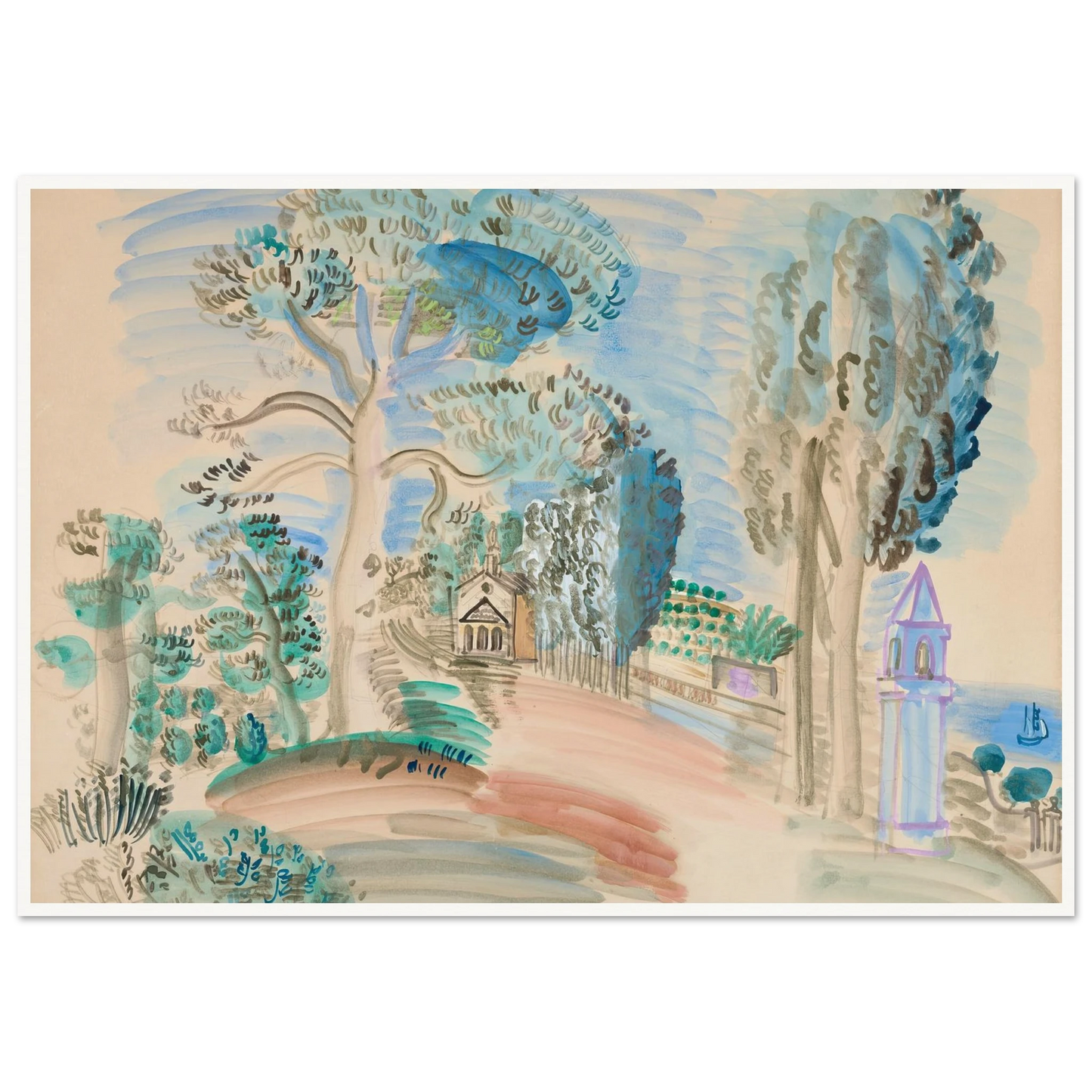 La Chapelle à Golfe Juan (circa 1923) Art Print | Raoul Dufy-Quipham Collections