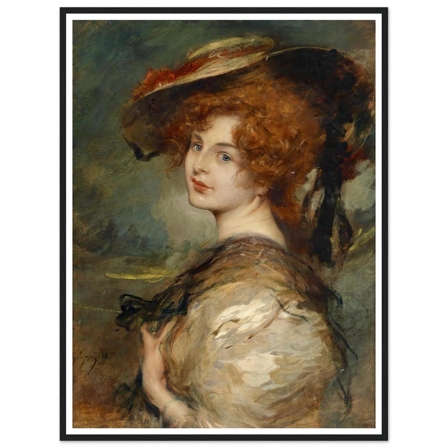 Bildnis einer Dame mit rotem Haar und Hut Art Print | Leopold Schmutzler-Quipham Collections