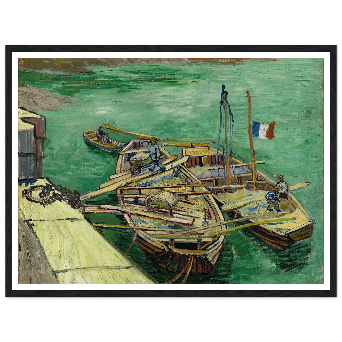 Quay with men unloading sand barges (1888) Art Print | Vincent van Gogh-Quipham Collections