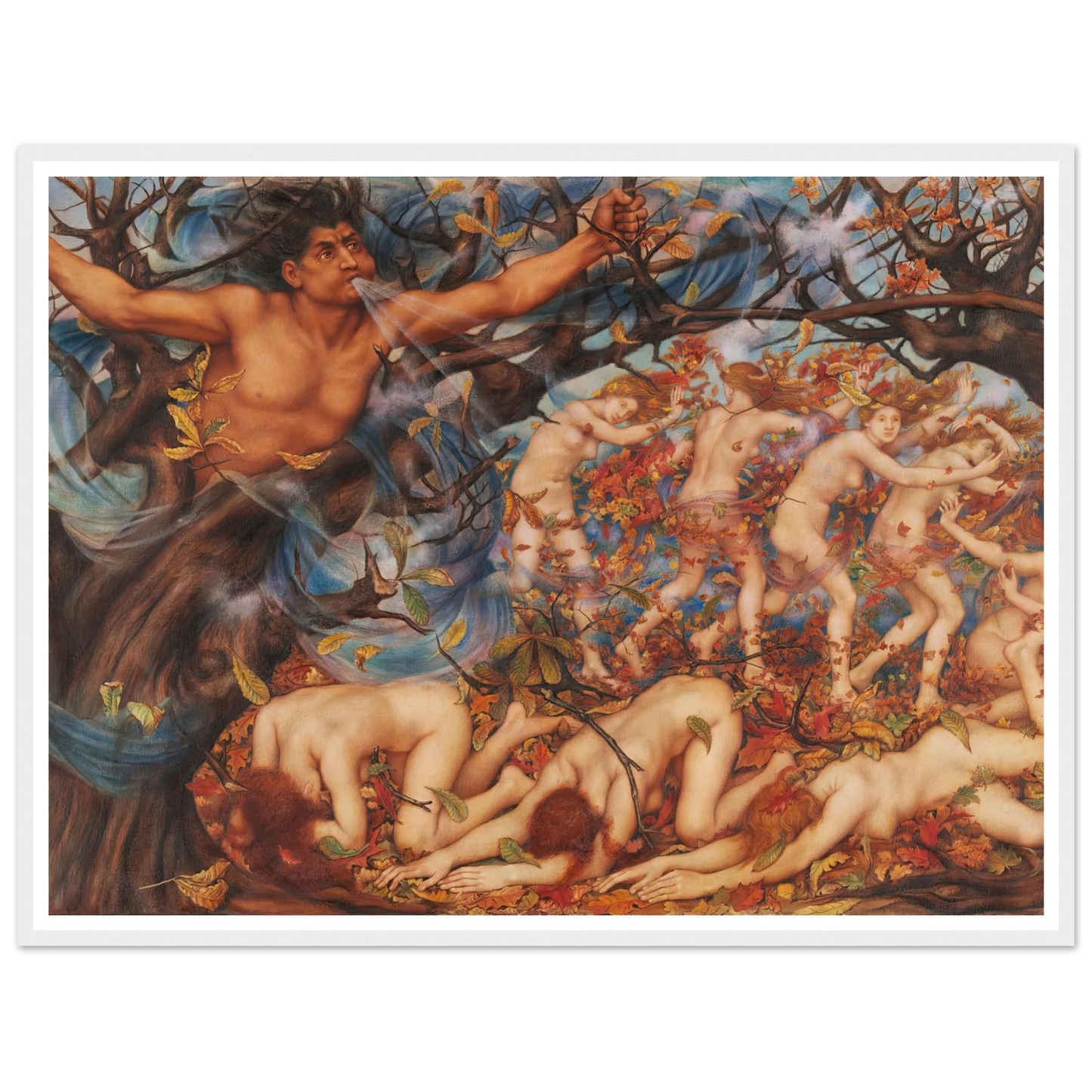 Boreas and the Fallen Leaves (1910) Art Print | Evelyn de Morgan-Quipham Collections