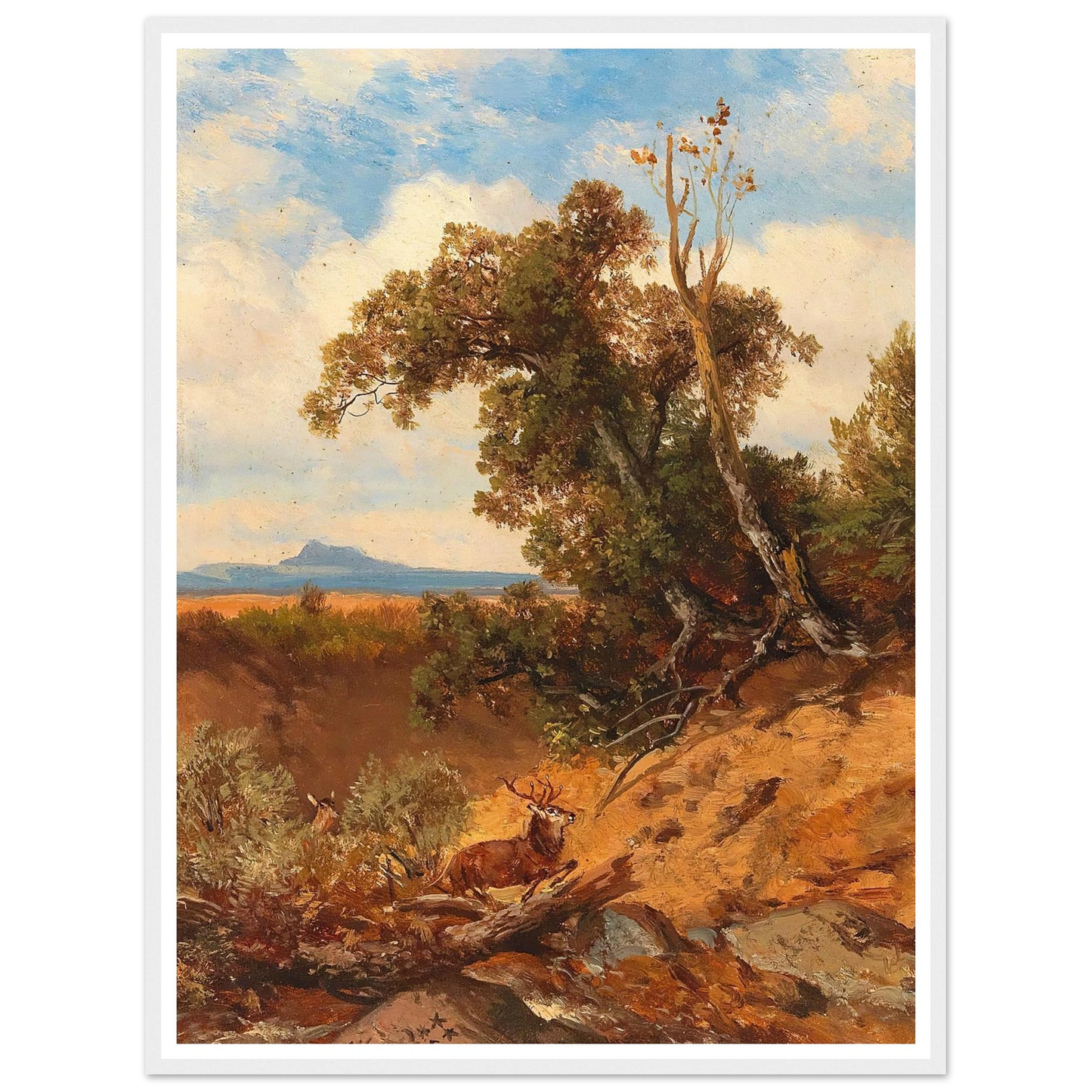 Fleeing Stag In The Foothills Of The Alps Art Print | Albert Zimmermann-Quipham Collections