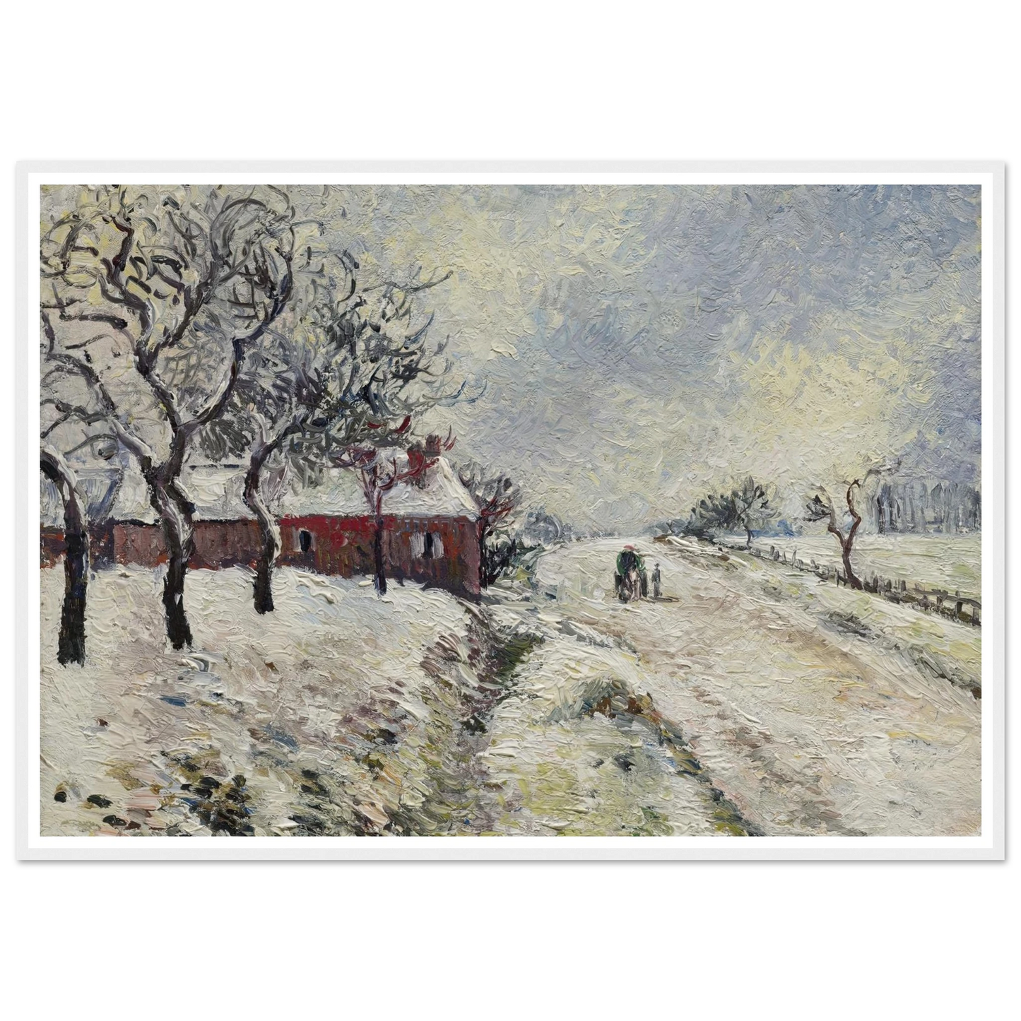 Route enneigée avec maison, environs d’Eragny (1885) Art Print | Camille Pissarro-Quipham Collections
