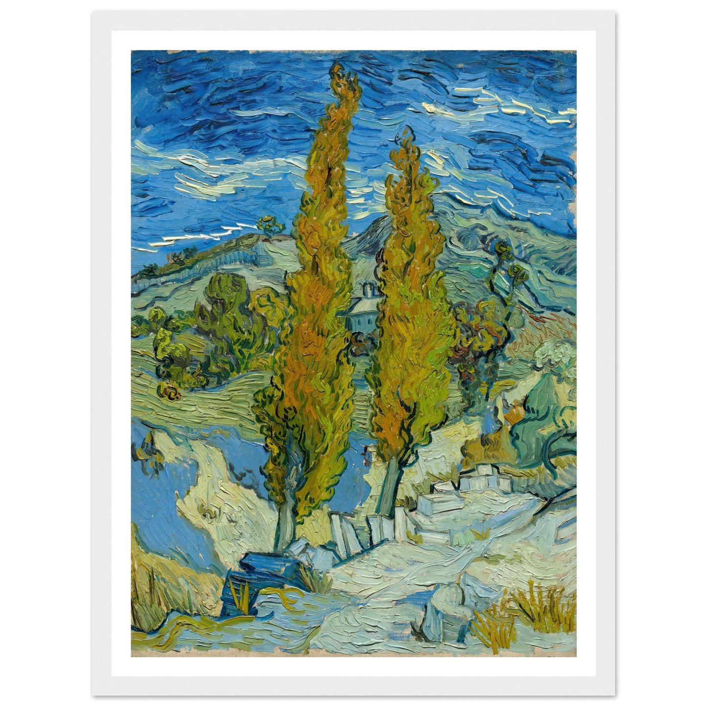 Two Poplars in the Alpilles near Saint-Rémy (1889) Art Print | Vincent van Gogh-Quipham Collections