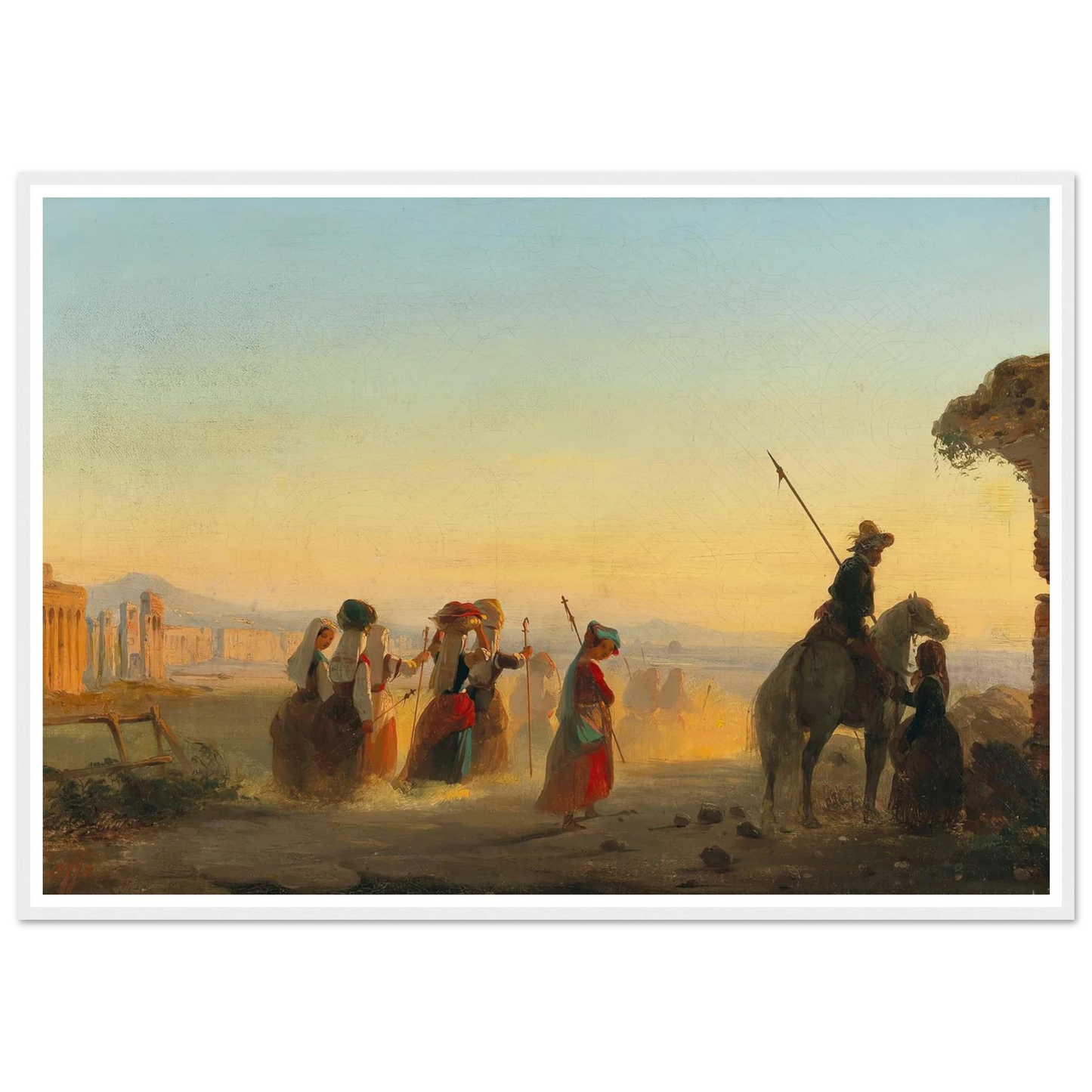 Rome, the Via Appia at Dawn Art Print | Ippolito Caffi-Quipham Collections