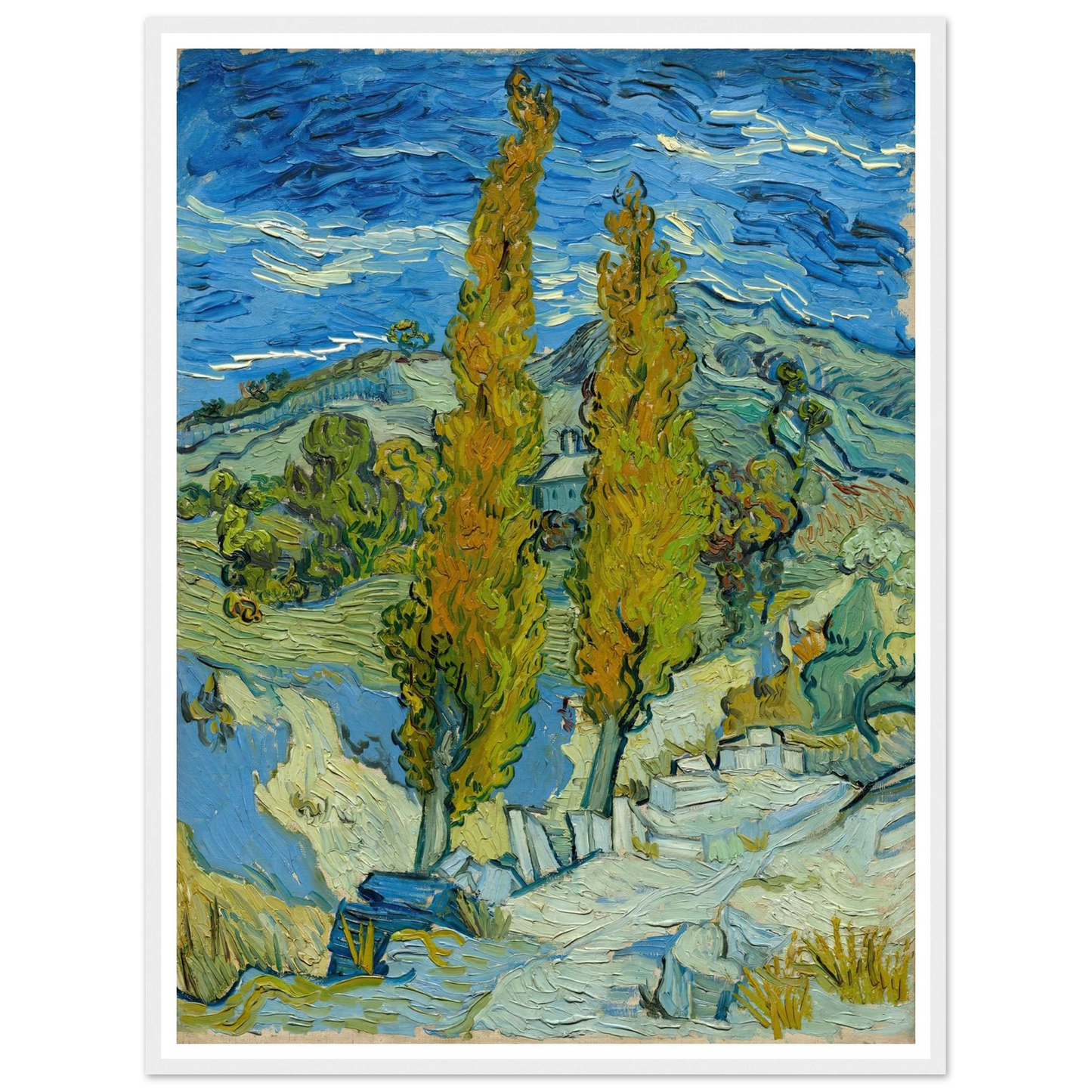 Two Poplars in the Alpilles near Saint-Rémy (1889) Art Print | Vincent van Gogh-Quipham Collections