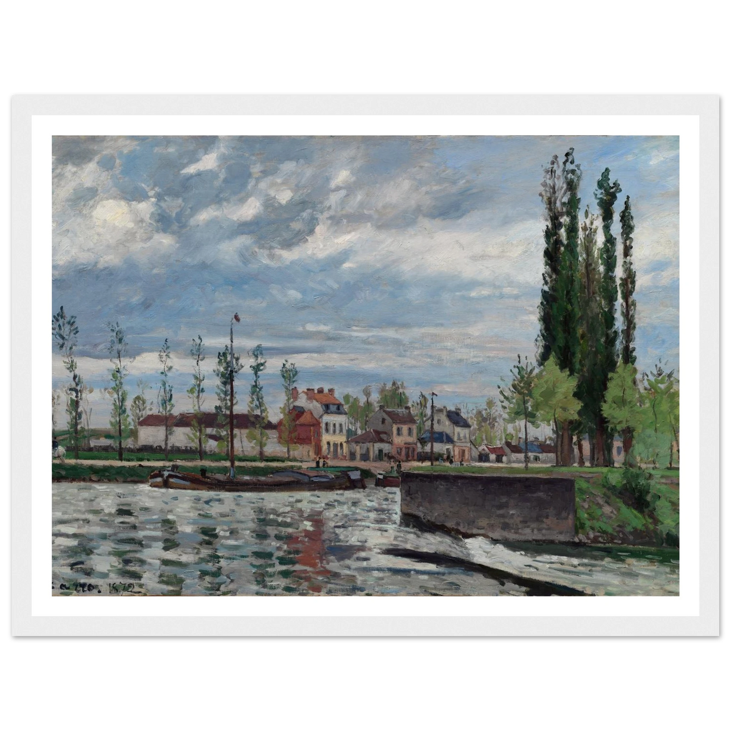 The Lock at Pontoise (1872) Art Print | Camille Pissarro-Quipham Collections