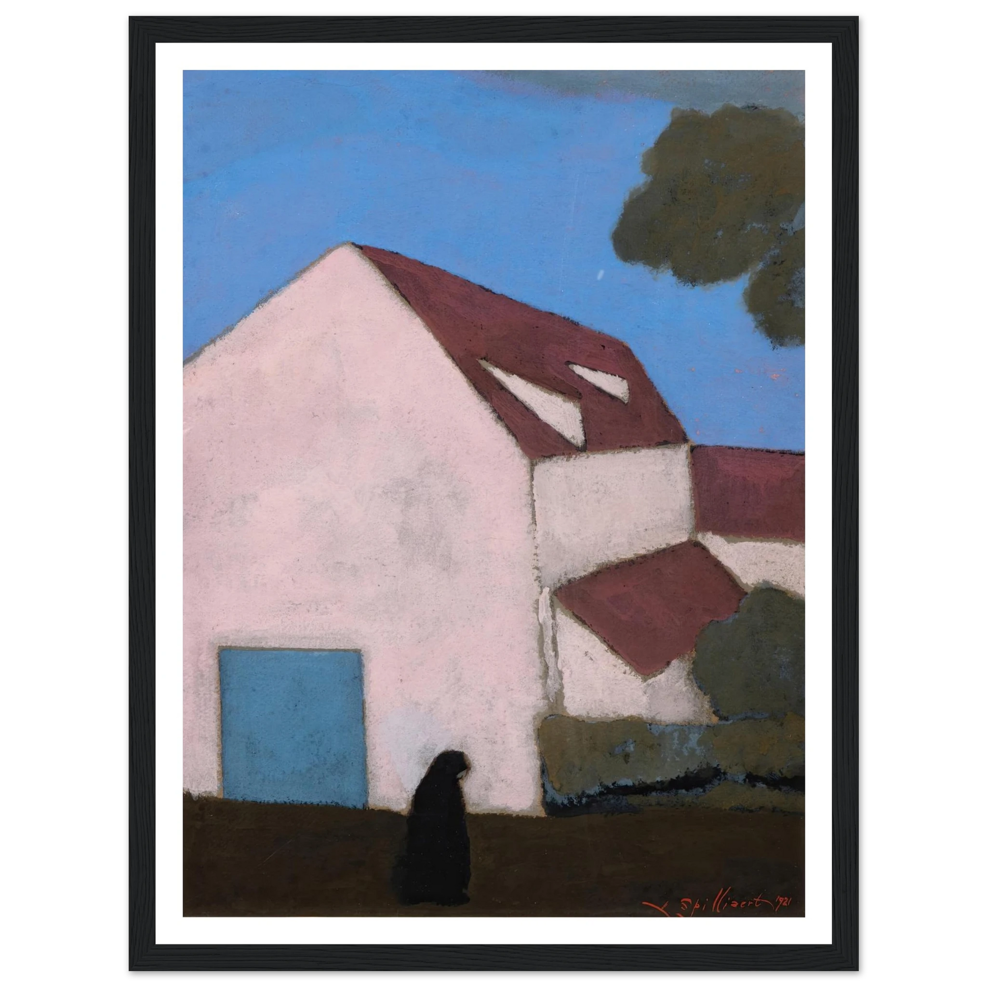 Ferme à la façade rose, silhouette de femme (1921) Art Print | Leon Spilliaert-Quipham Collections