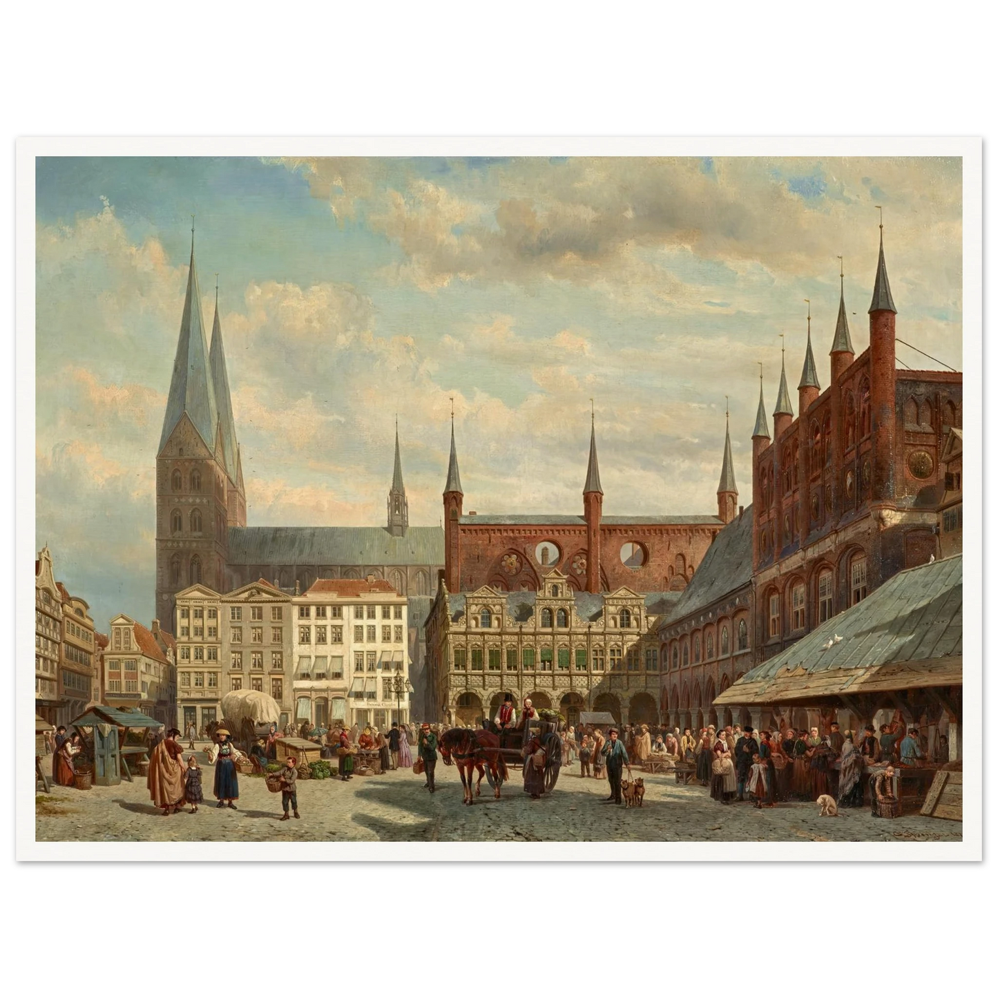 Ansicht des Lübecker Marktes (1870) Art Print | Cornelis Springer-Quipham Collections