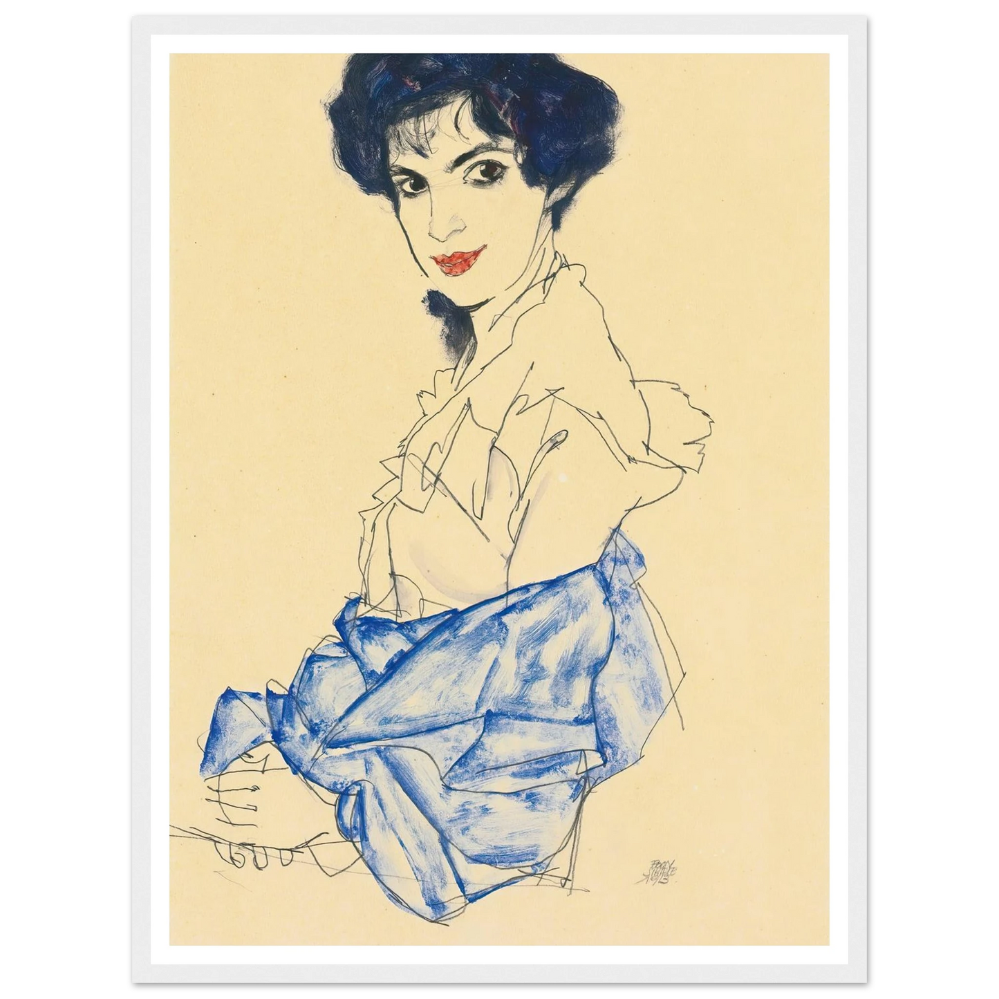 Elisabeth Lederer, Seated With Hands Folded (1913) Art Print | Egon Schiele-Quipham Collections