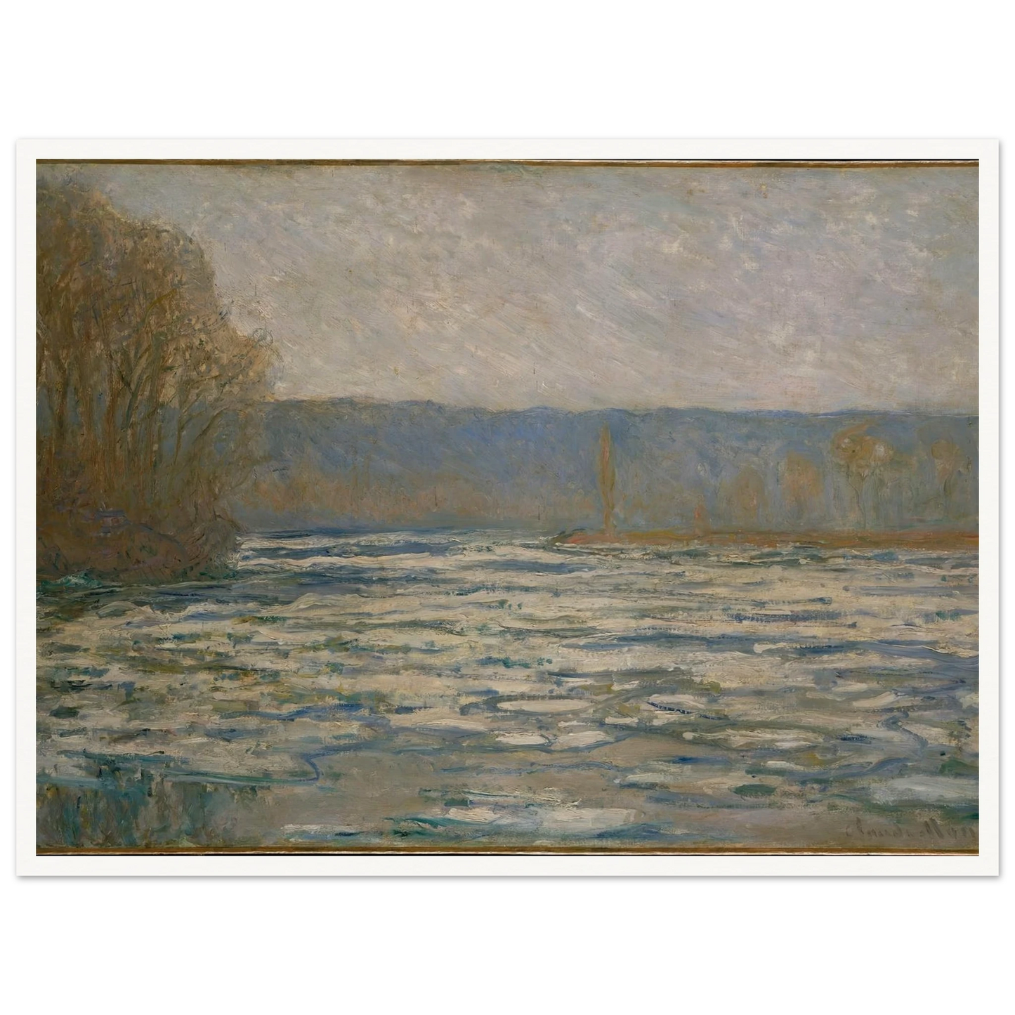 Ice breaking up on the Seine near Bennecourt (1893) Art Print | Claude Monet-Quipham Collections