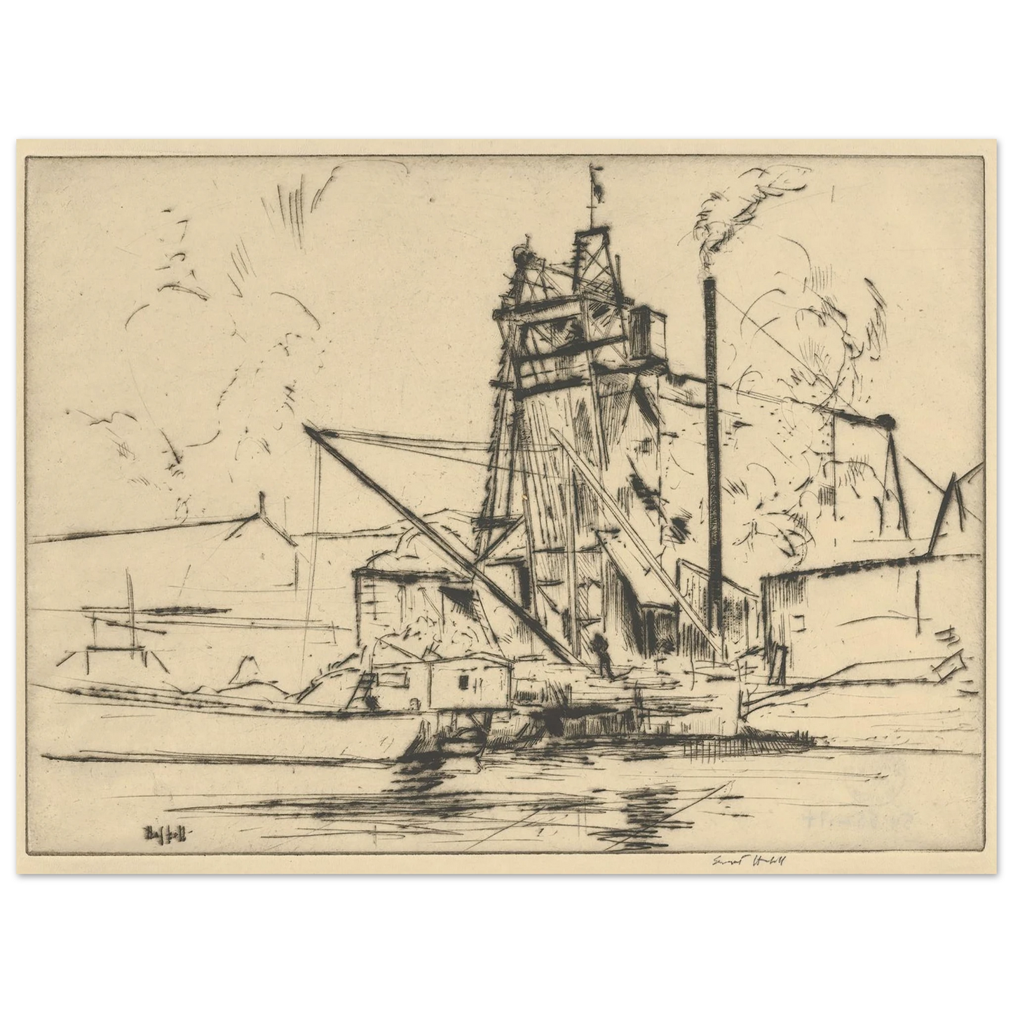Bridgeport Docks (probably 1918) Art Print | Ernest Haskell-Quipham Collections