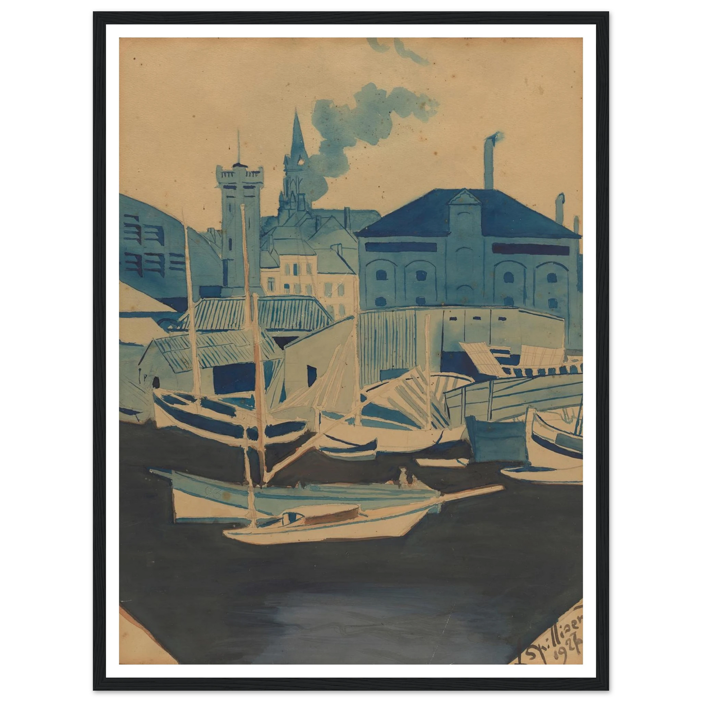 Havenzicht (1927) Art Print | Leon Spilliaert-Quipham Collections