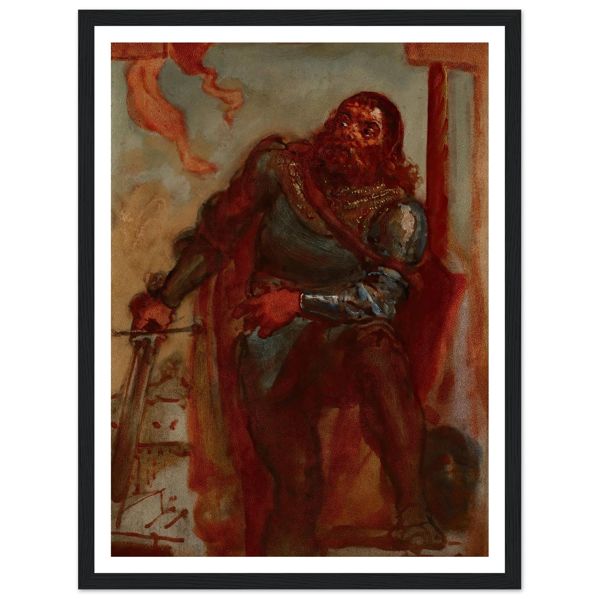 Sketch for the painting ‘Wacław Wilczek during the defence of the Benedictine monastery in Trzebice in Moravia in 1468 against Maciej Korwin’ (1876) Art Print | Jan Matejko-Quipham Collections