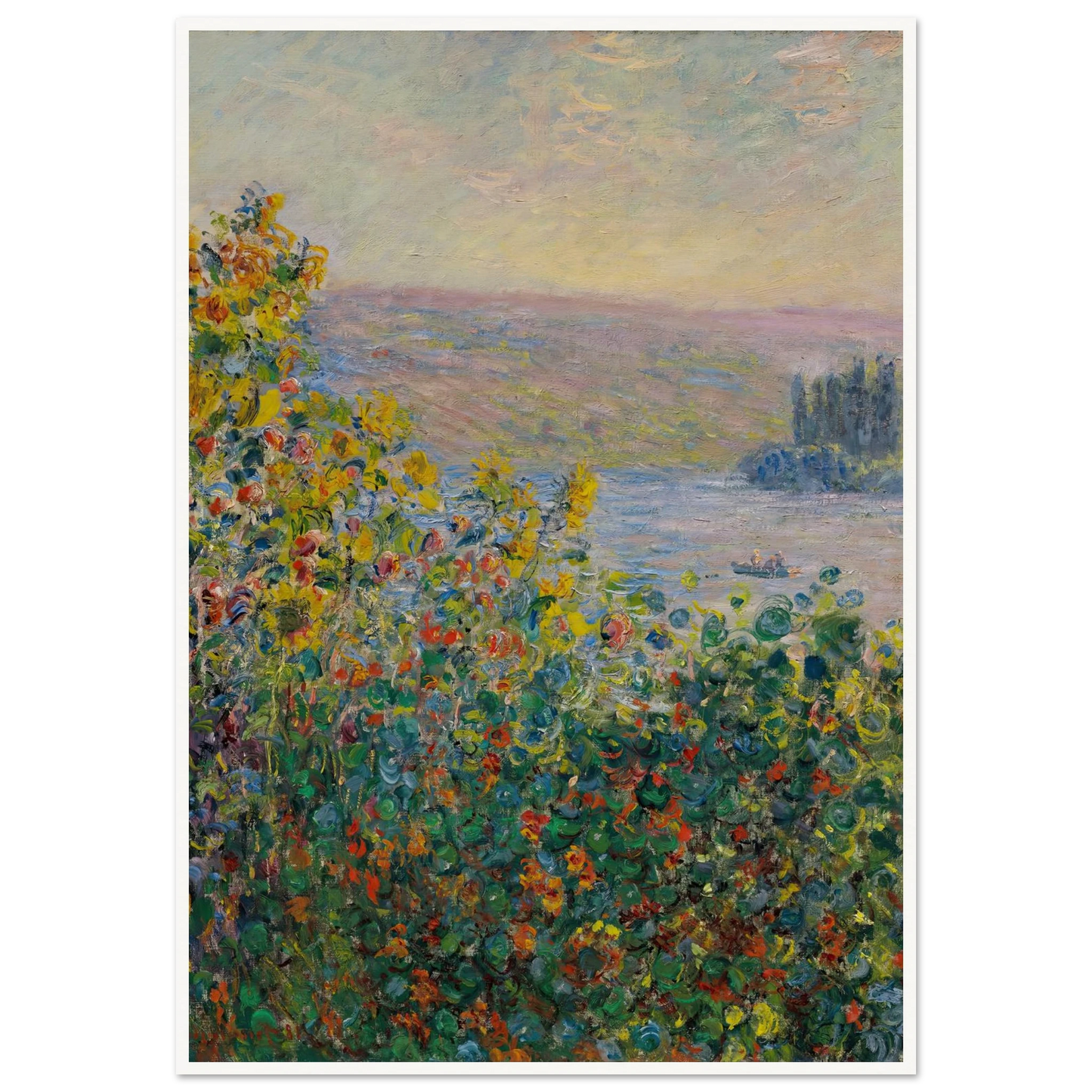 Flower Beds at Vétheuil (1881) Art Print | Claude Monet-Quipham Collections
