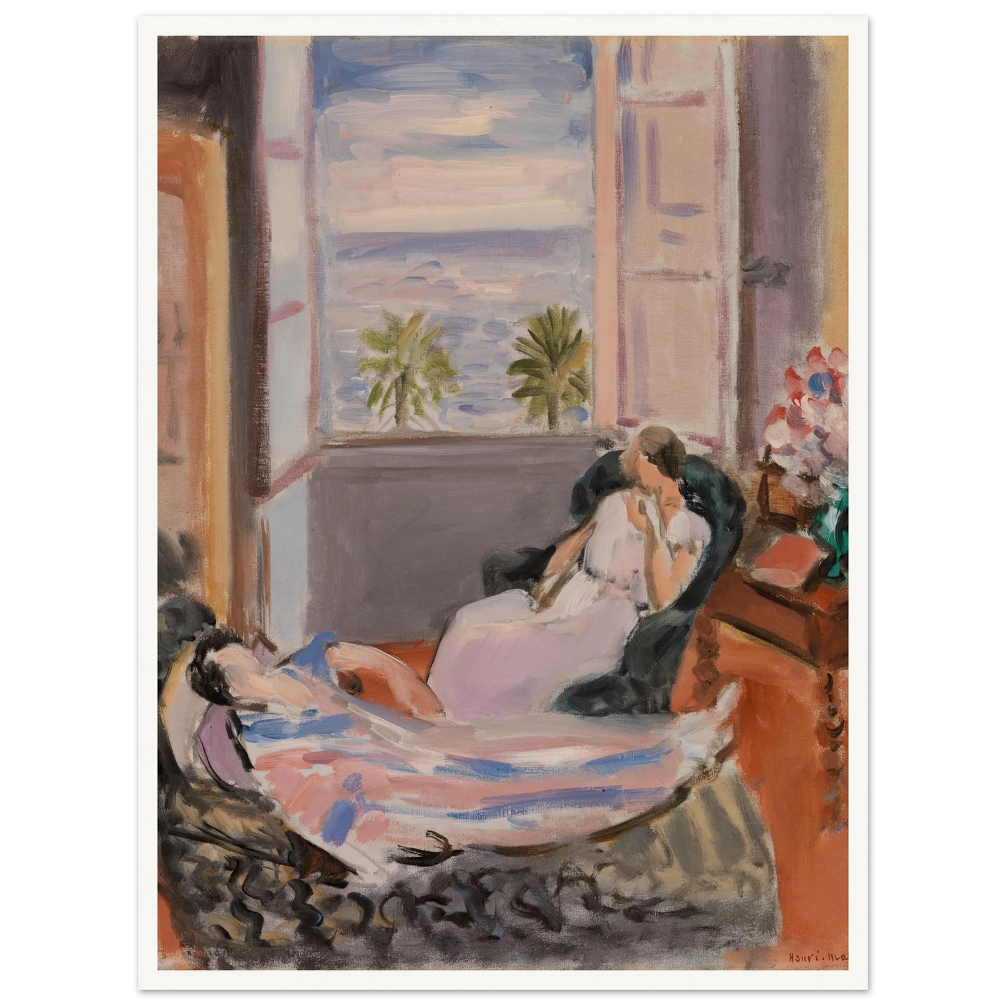 Interior with Two Figures, Open Window (1922) Art Print | Henri Matisse-Quipham Collections