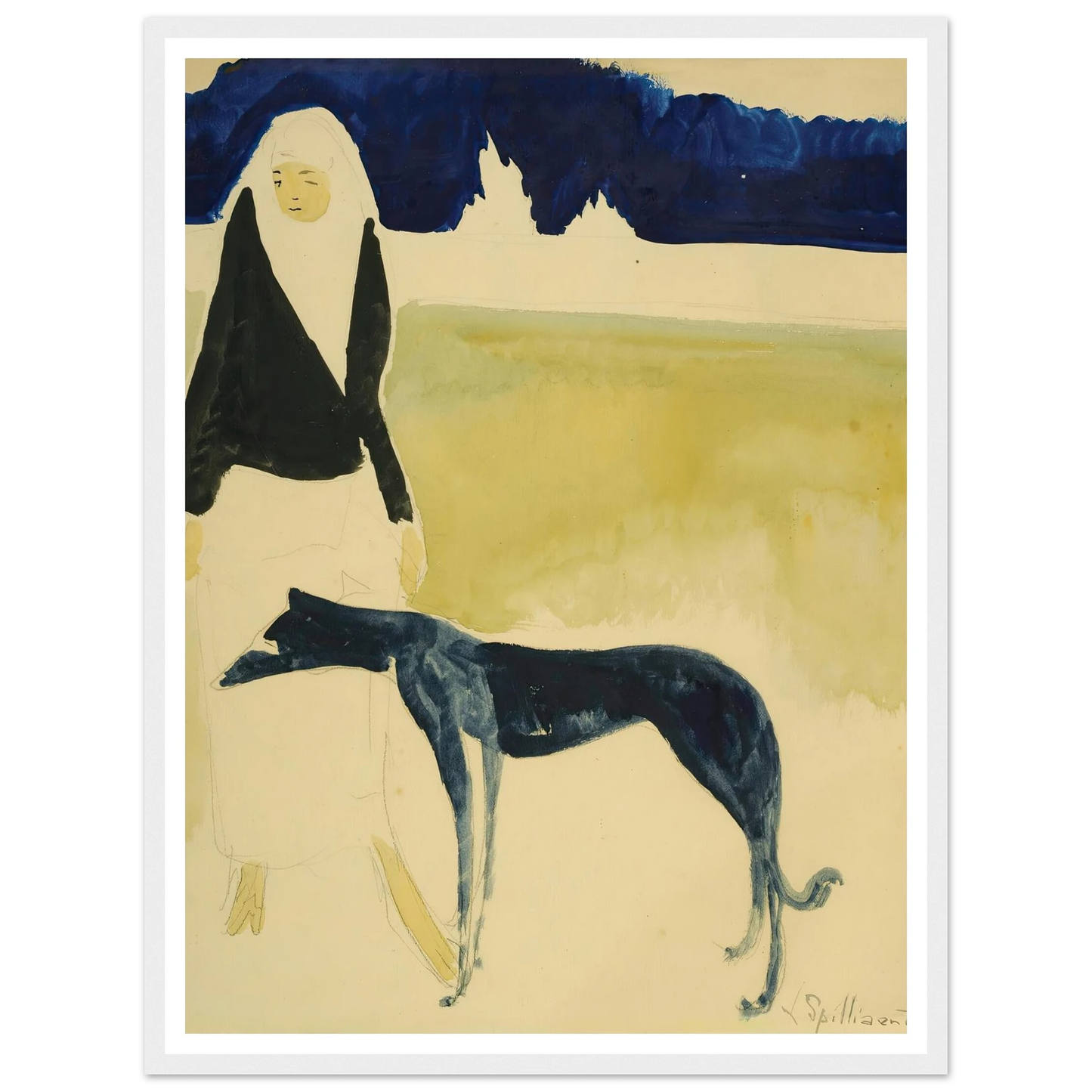 Femme Au Lévrier (1917) Art Print | Leon Spilliaert-Quipham Collections
